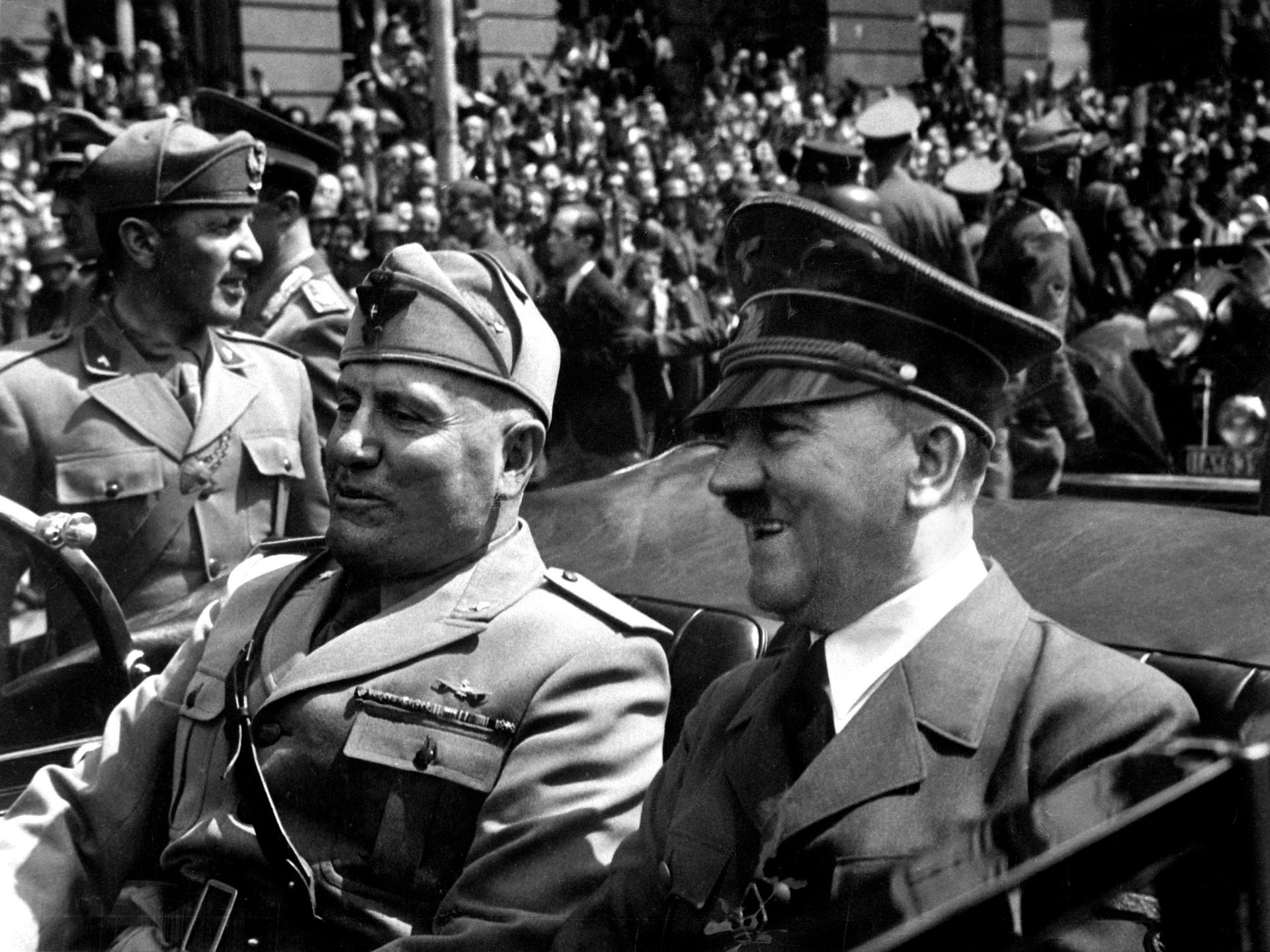 Benito Mussolini and Adolf Hitler in Munich, Germany.