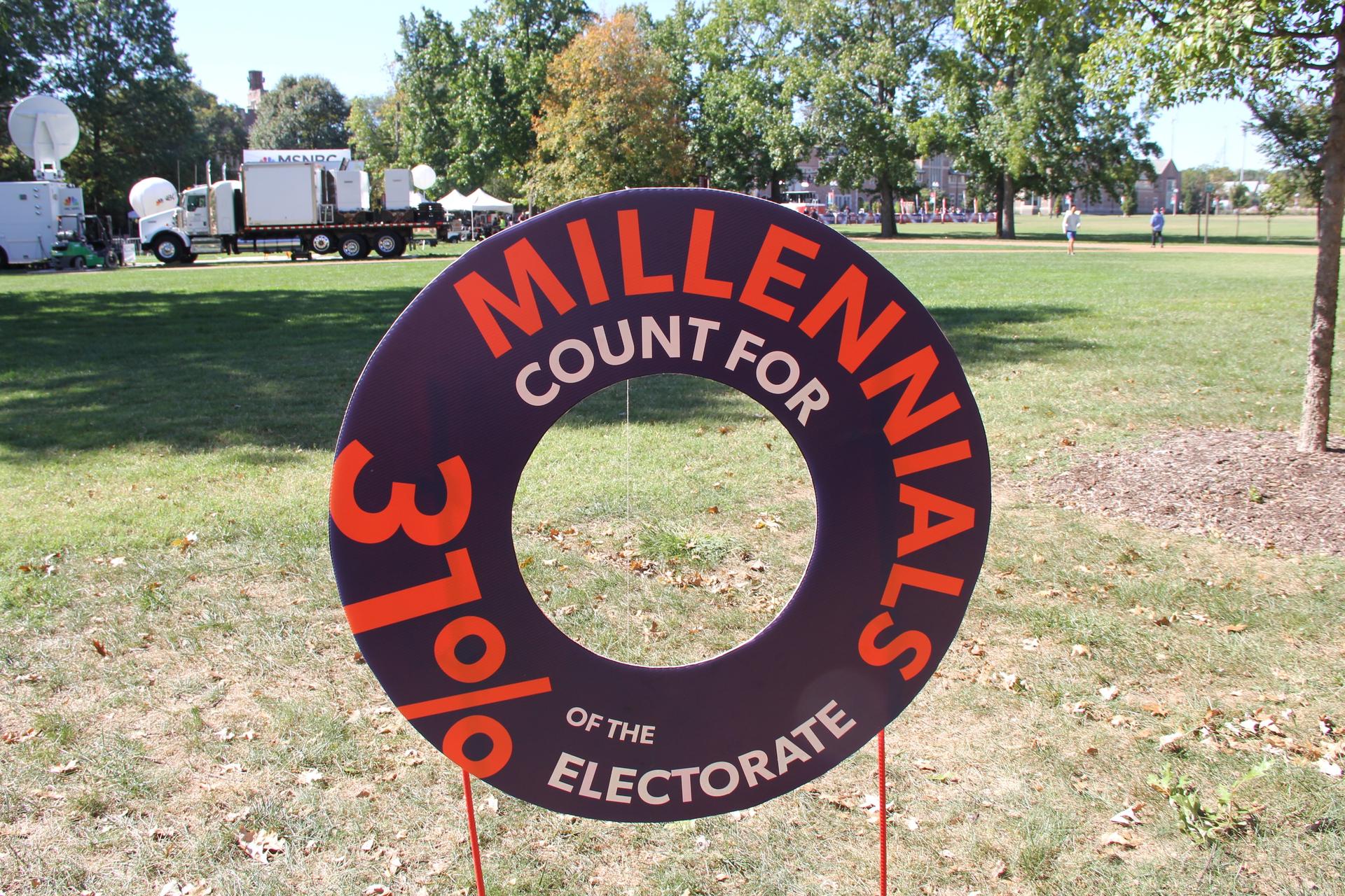 2016 Election sign saying millennials are 31% of voters