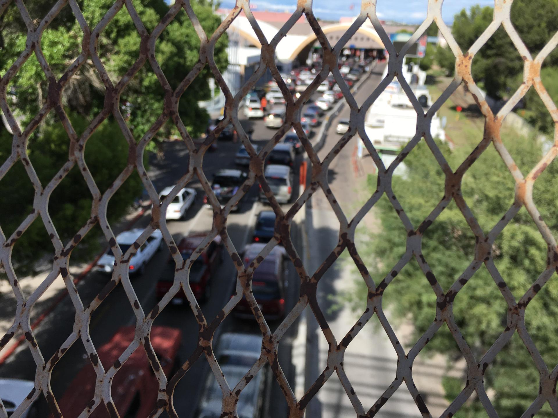 The view from Mexico to the US at the Nogales point of entry.