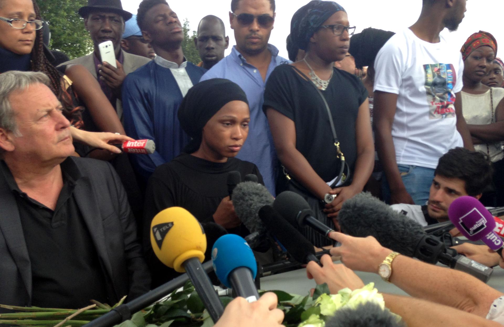 Assa Traoré and the family's lawyer Frédéric Zajac, spoke to the press and supporters three days after the death of her brother, Adama Traoré, in police custody.