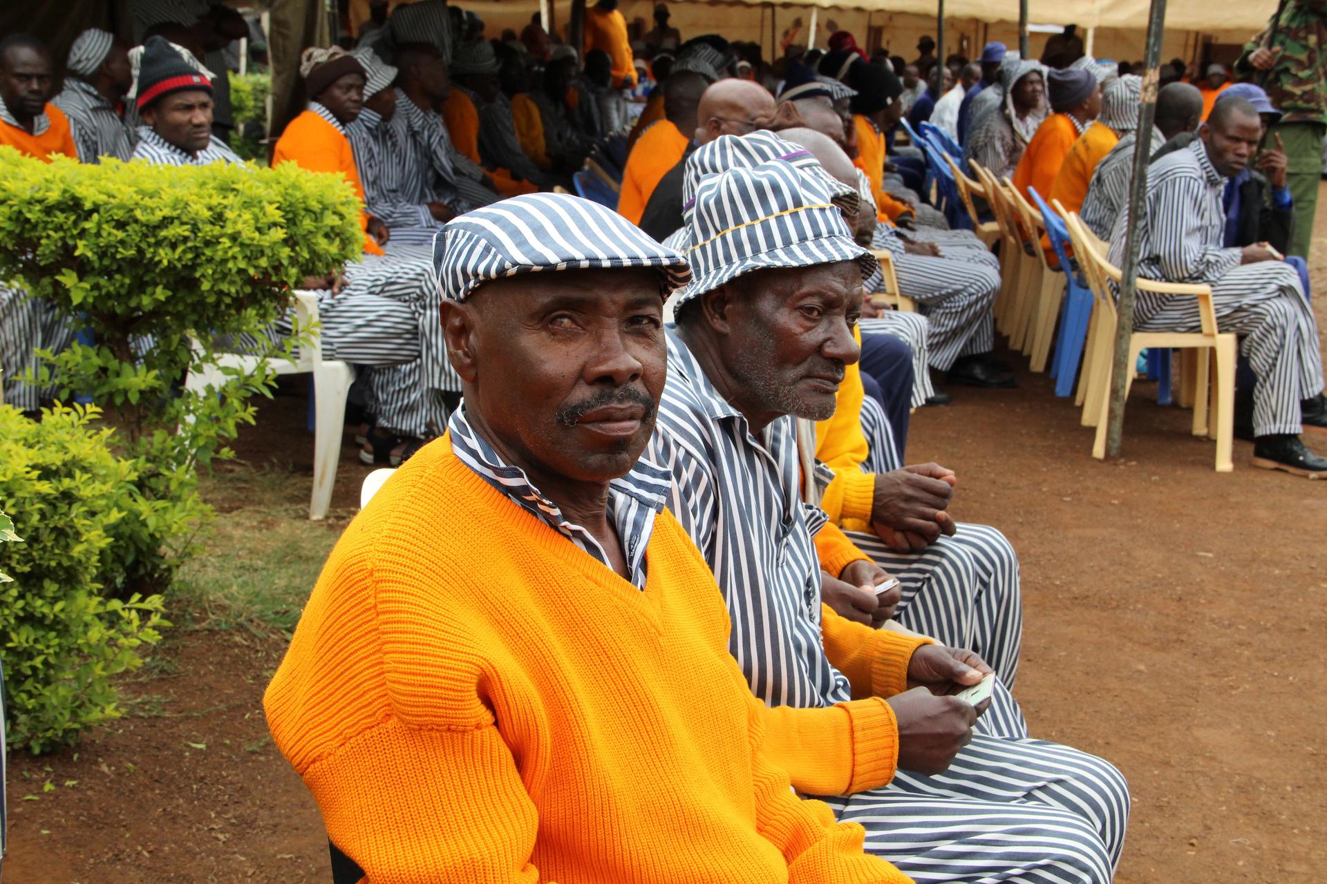 Inmates at Kamiti Maximum Prison in Kenya wait to vote.