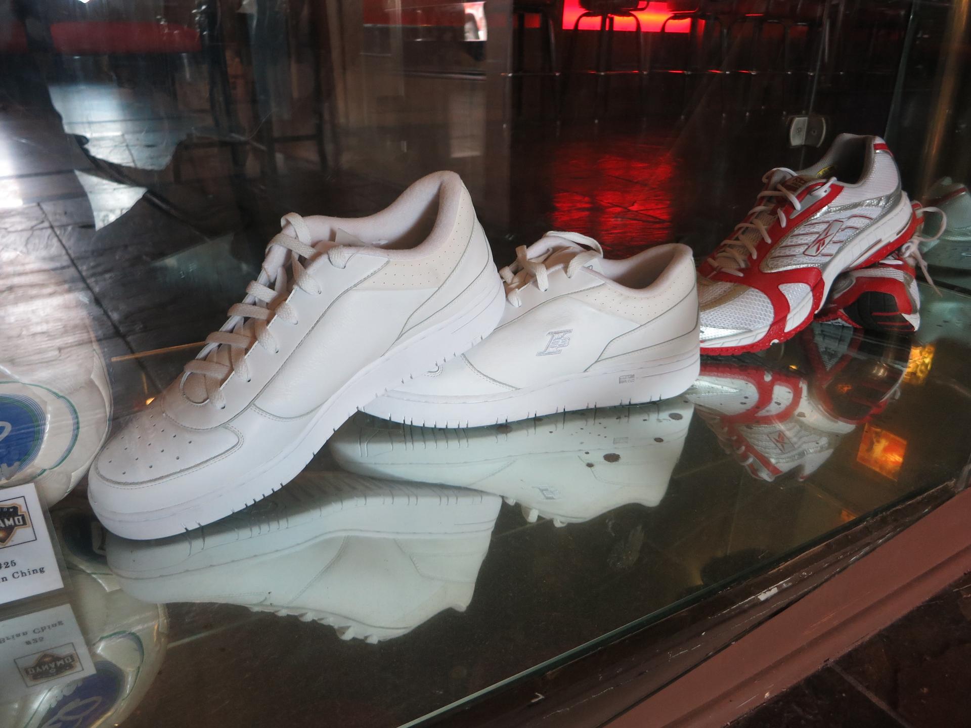 Yao Ming's size 17 shoes are on display at a Houston restaurant that his family partly owns. 