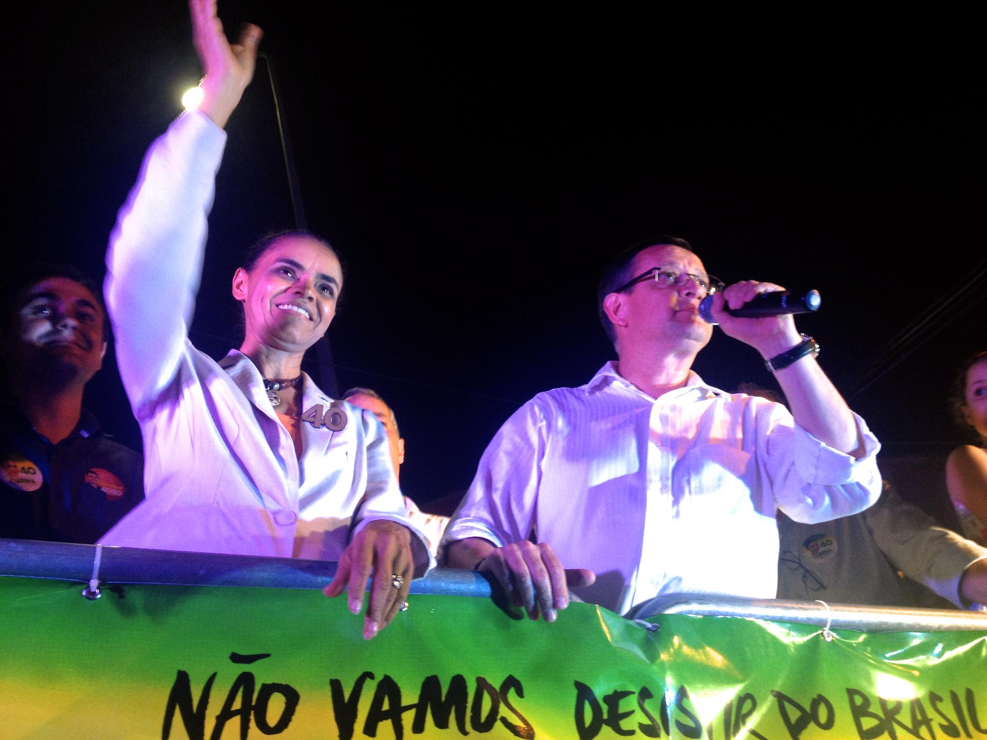 Presidential candidate Marina Silva is introduced at a recent rally in Rio de Janeiro, Brazil. 