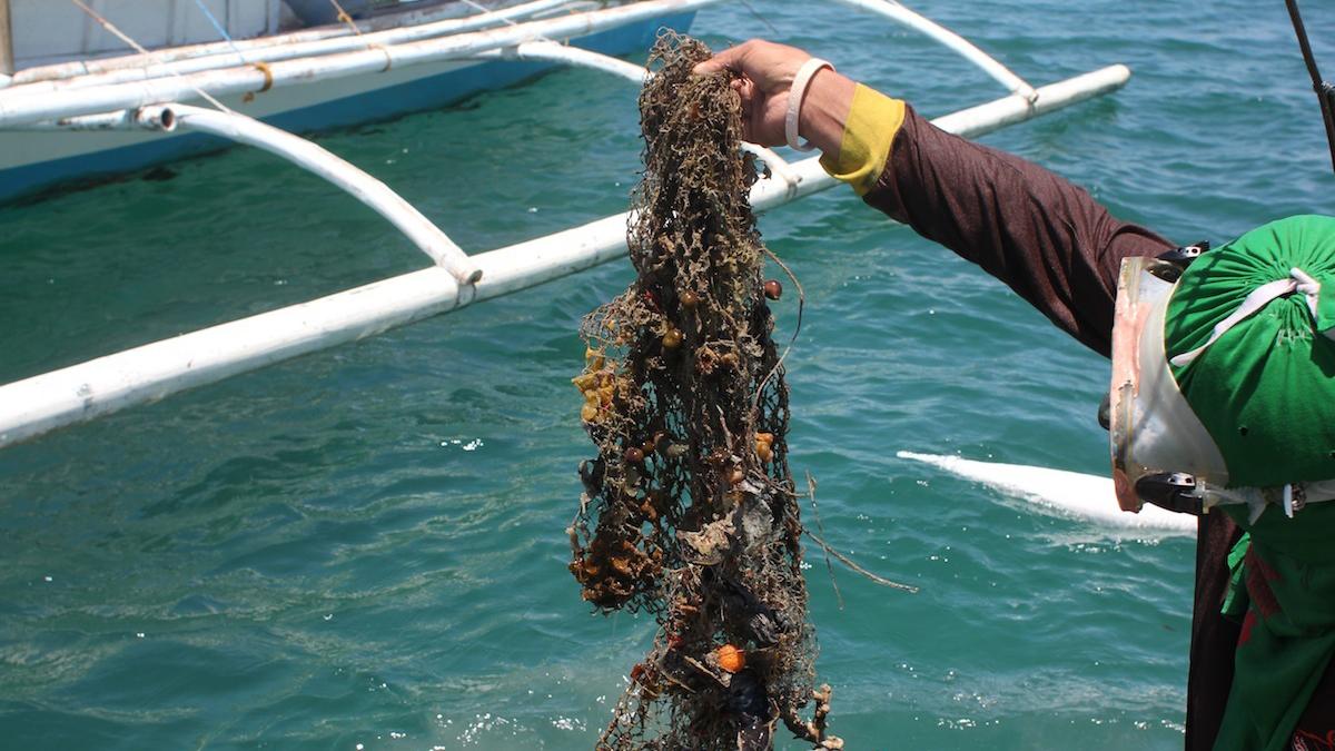 Abandoned "ghost nets" take a deadly toll on fish and aquatic ecosystems around the world. The NetWorks program in the Philippines attacks the problem by paying fishermen to haul up old nets and then sends them to Europe and the US to be recycled into com