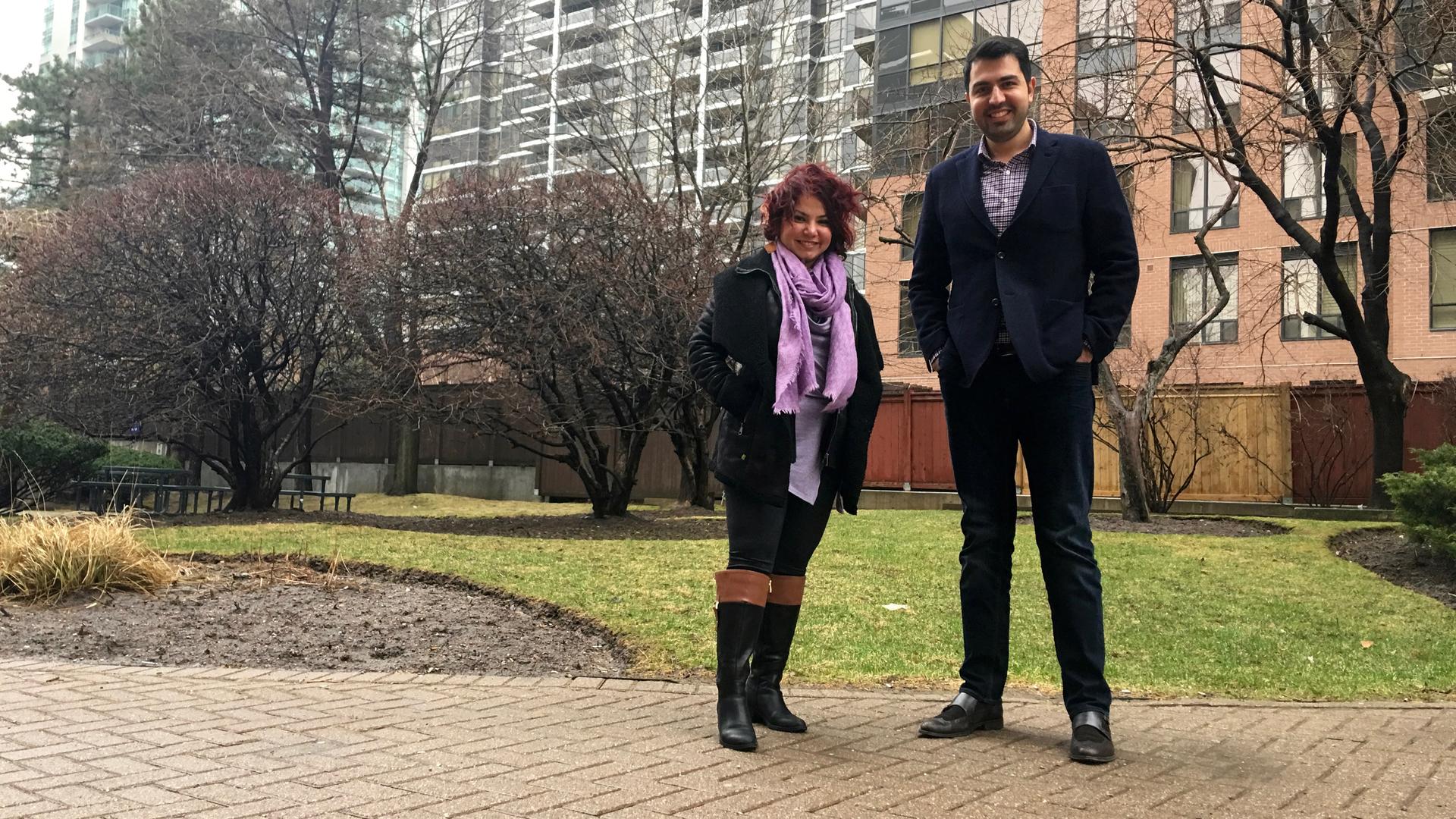 Soudeh Ghasemi (L) and Bijan Ahmadi are among the Iranian-Canadians in Toronto who hope that Canada will normalize relations with Iran sooner than later.  