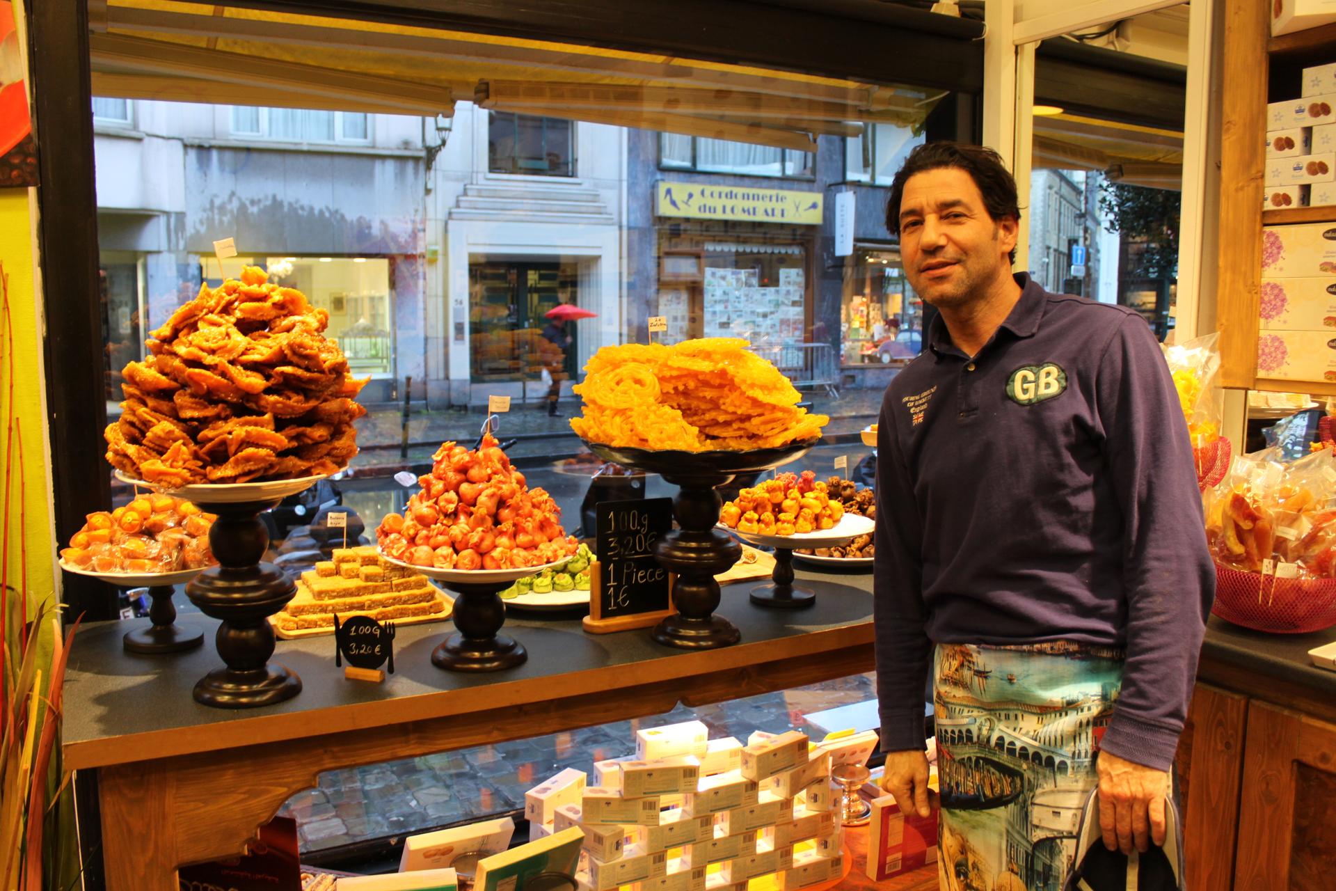Imad Karkotli in his shop in Brussels