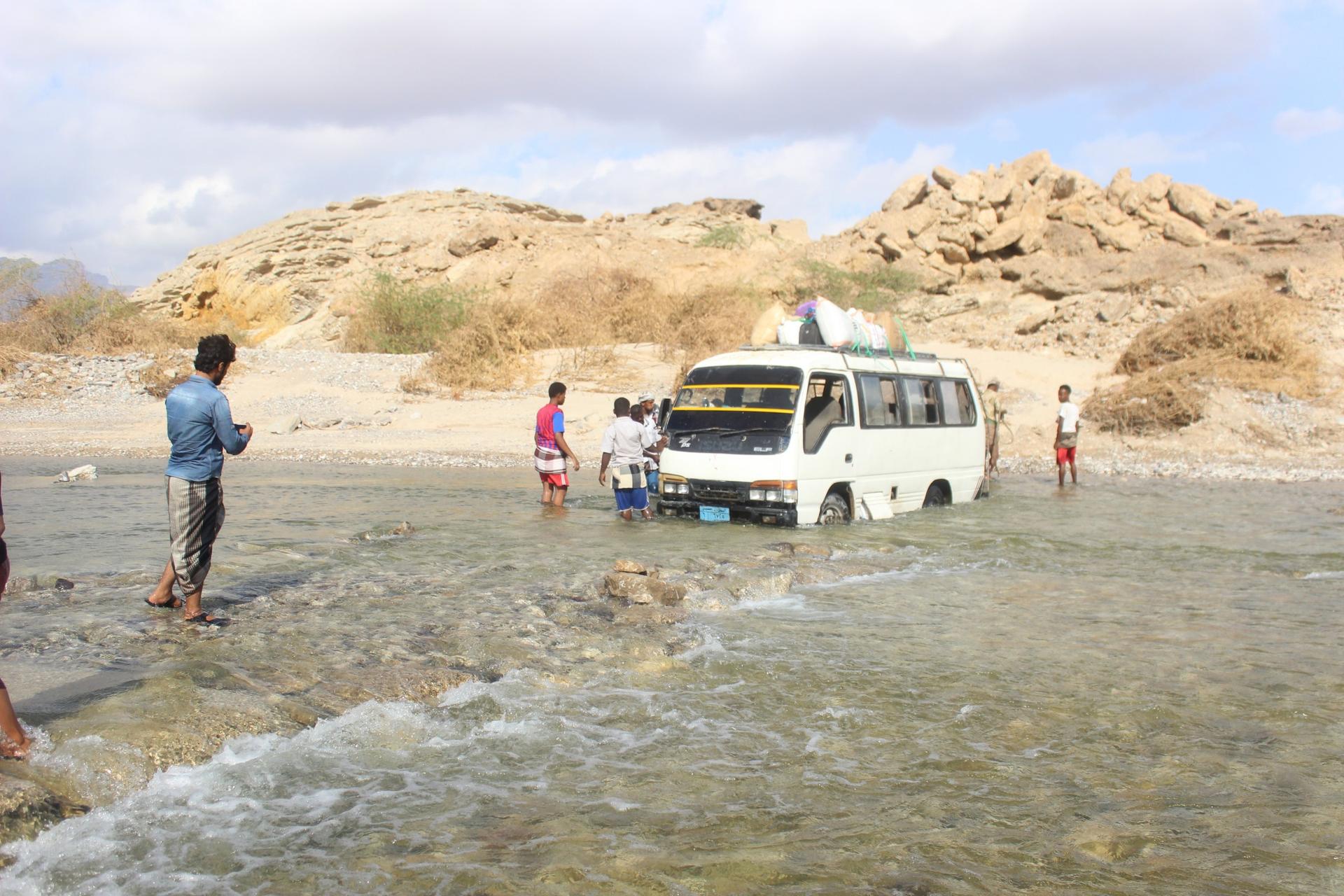 Near Al Mukalla, Yemen, where people were isolated by heavy flooding from Cyclone Chapala