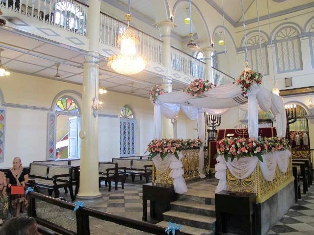 Mesmuah Yeshuah Synagogue in Yangon, Myanmar, decked out for Sammy Samuel's wedding