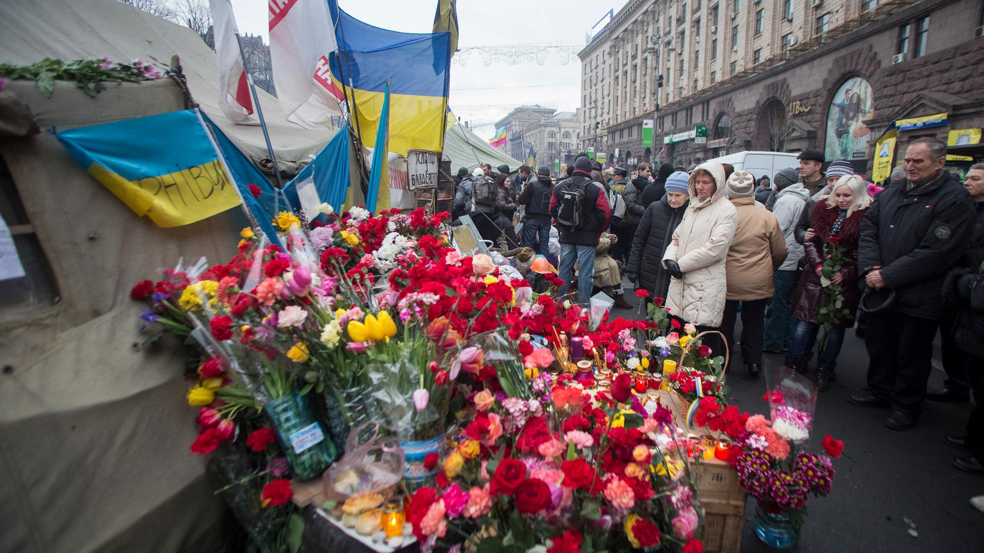 Makeshift memorial in Kiev