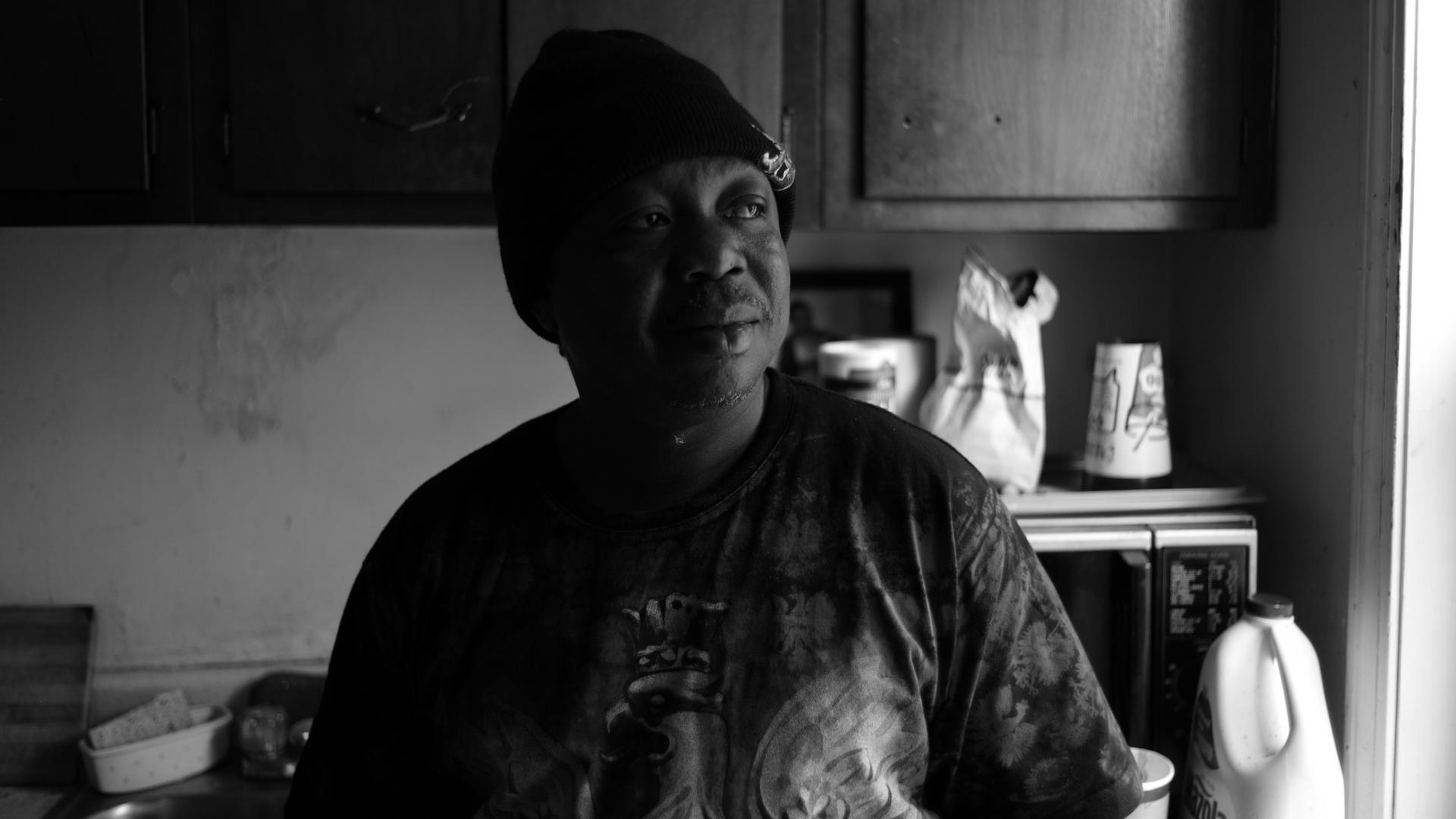 Reuben Koroma, a founding member of the band Sierra Leone’s Refugee All-Stars, at his temporary home in Providence, Rhode Island. 