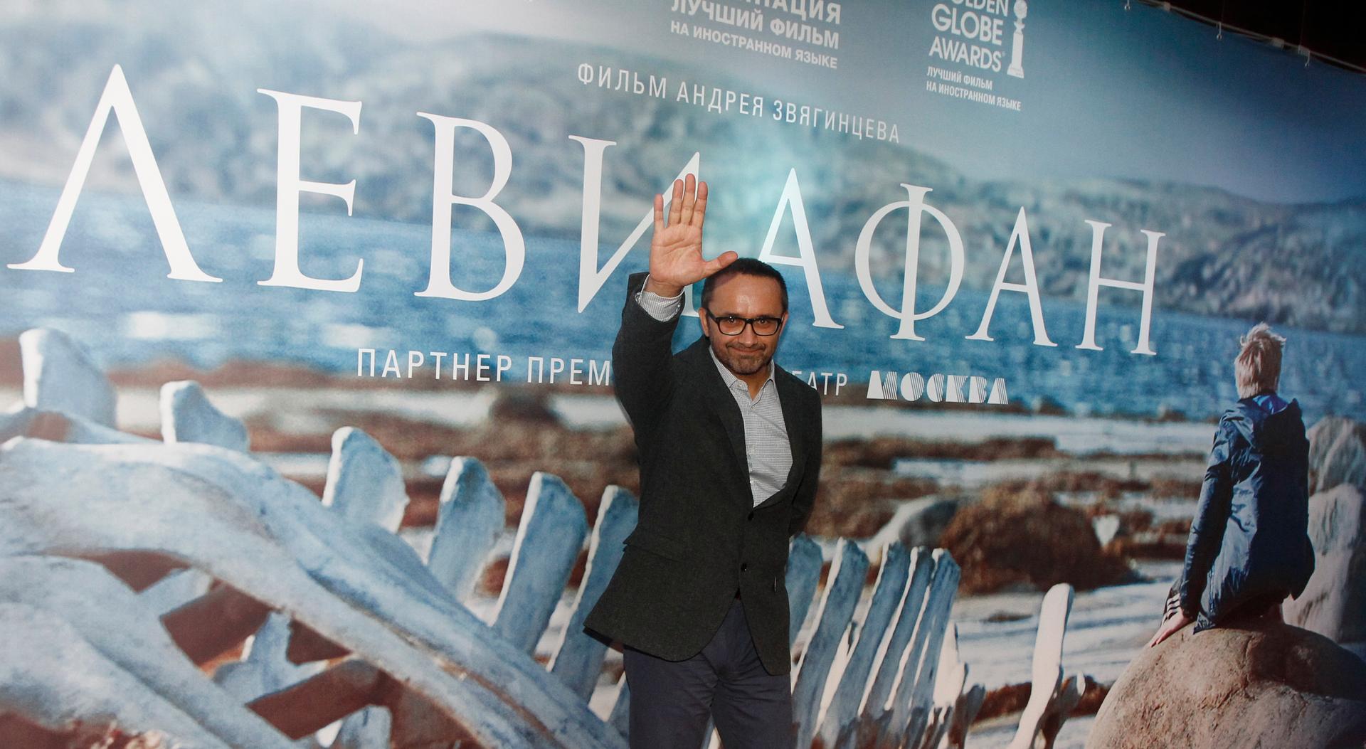 Director Andrey Zvyagintsev poses at the Russian premiere of his film "Leviathan" in Moscow.