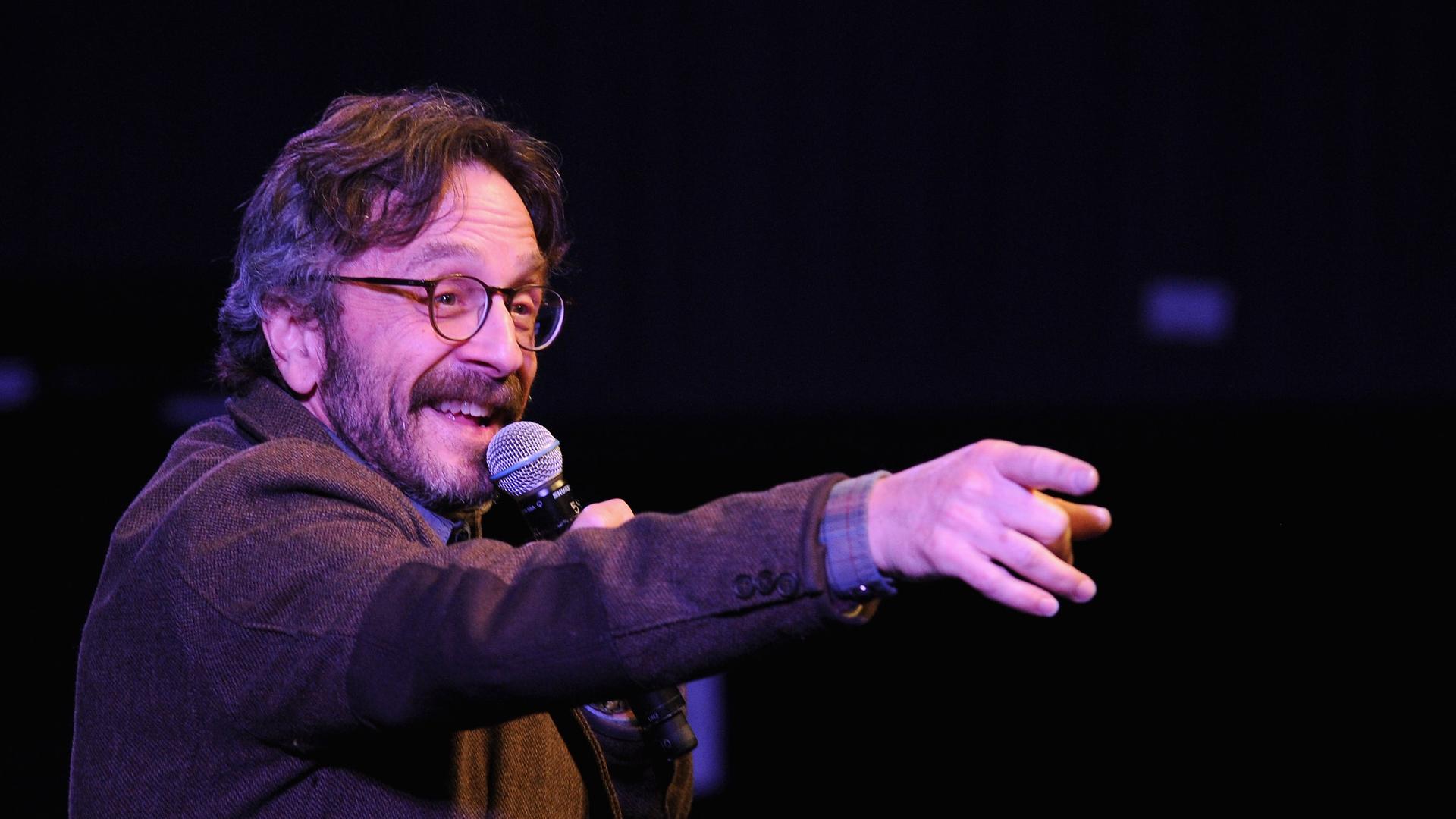 Comedian Marc Maron performs on stage at The New Yorker Comedy Playlist, 2014.