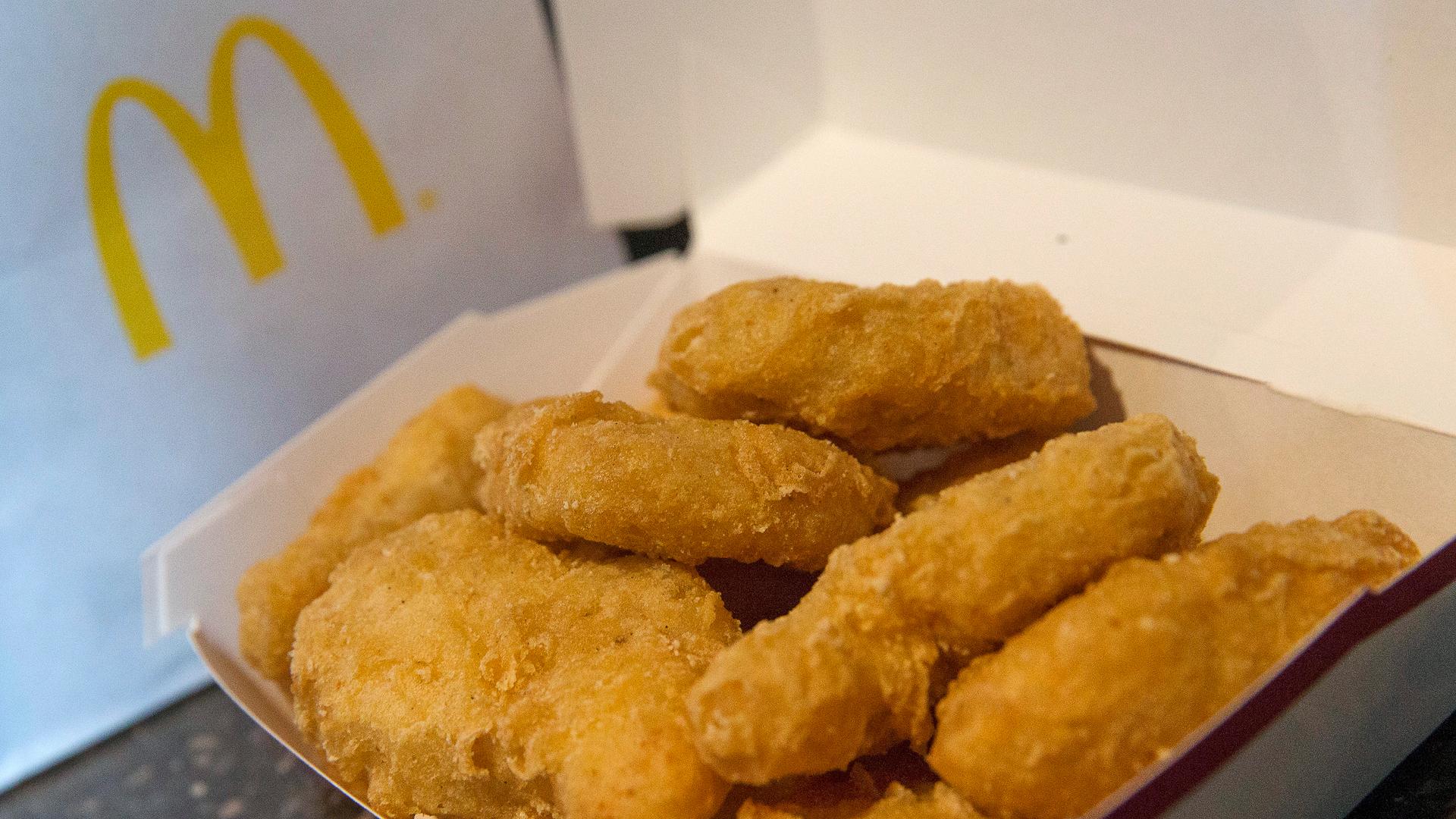 A McDonald's 10 piece chicken McNuggets.