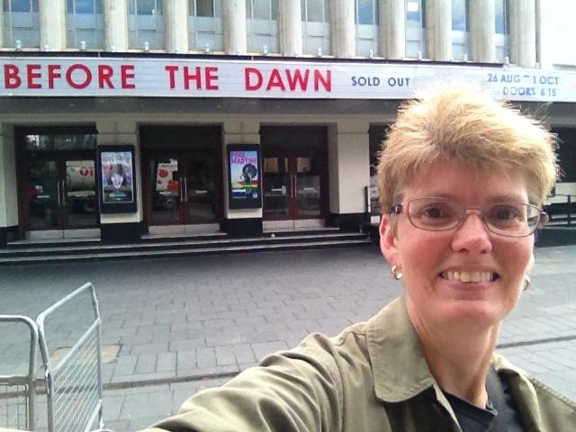 A selfie in front of the marquee at the Hammersmith Apollo. Kate Bush as called her series of concerts 'Before the Dawn'