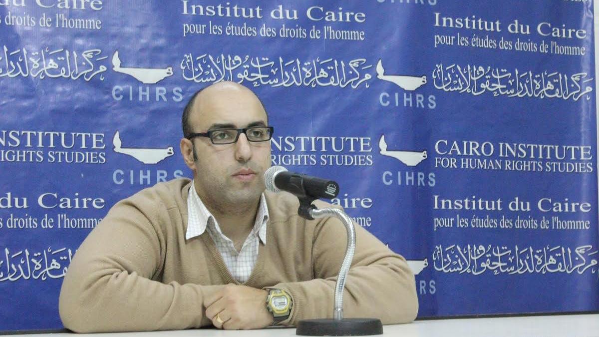 Mohamed Zaree giving a talk with the Cairo Institute for Human Rights Studies in Egypt.