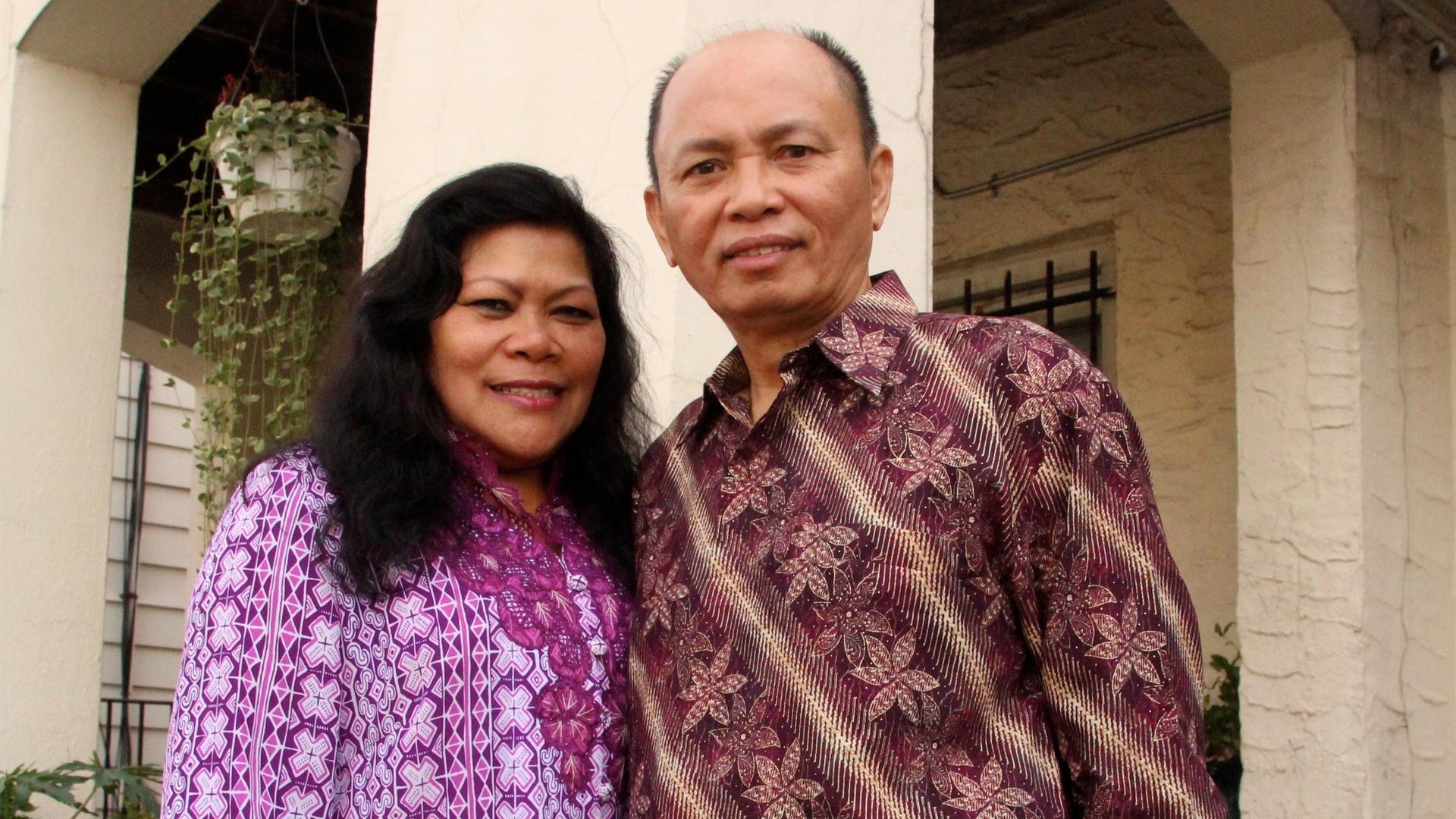 Rose and Alfrits Monintja outside of their home in the New York City borough of Queens. The Monintjas are originally from the village of Sonder in North Sulawesi, Indonesia, and are among an estimated 100,000 people who speak the disappearing language Ton