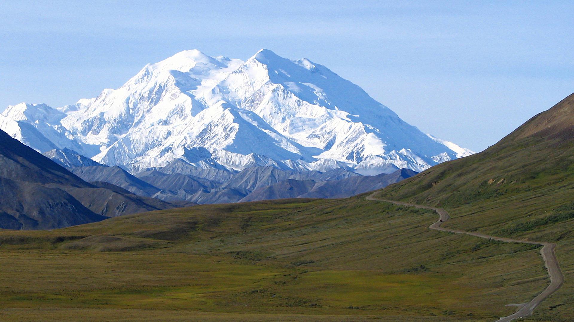 America’s highest peak, as seen from the Stony Dome lookout point in Denali National Park