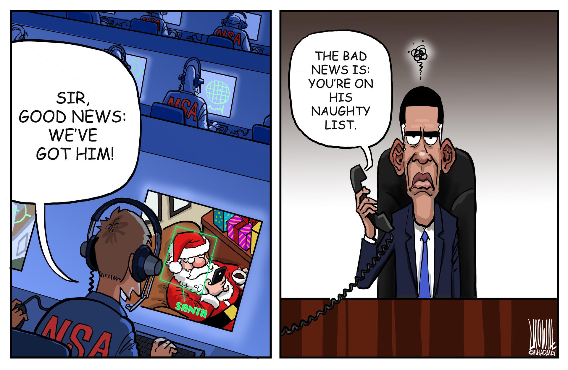 NSA and Santa cartoon