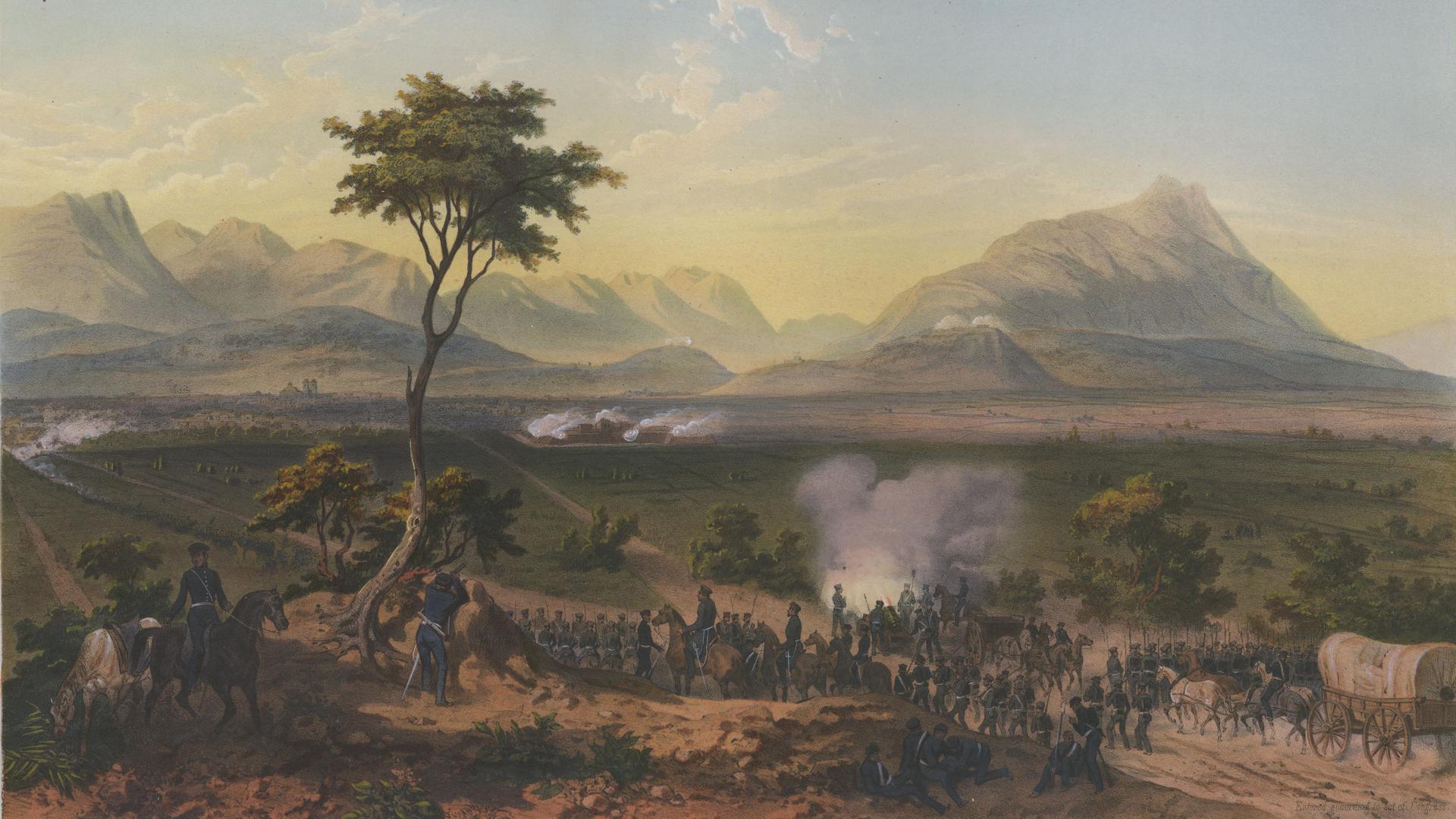 Pictured are US troops marching on Monterrey in this painting by Adolphe Jean-Baptiste Bayot after a drawing from Carl Nebel.