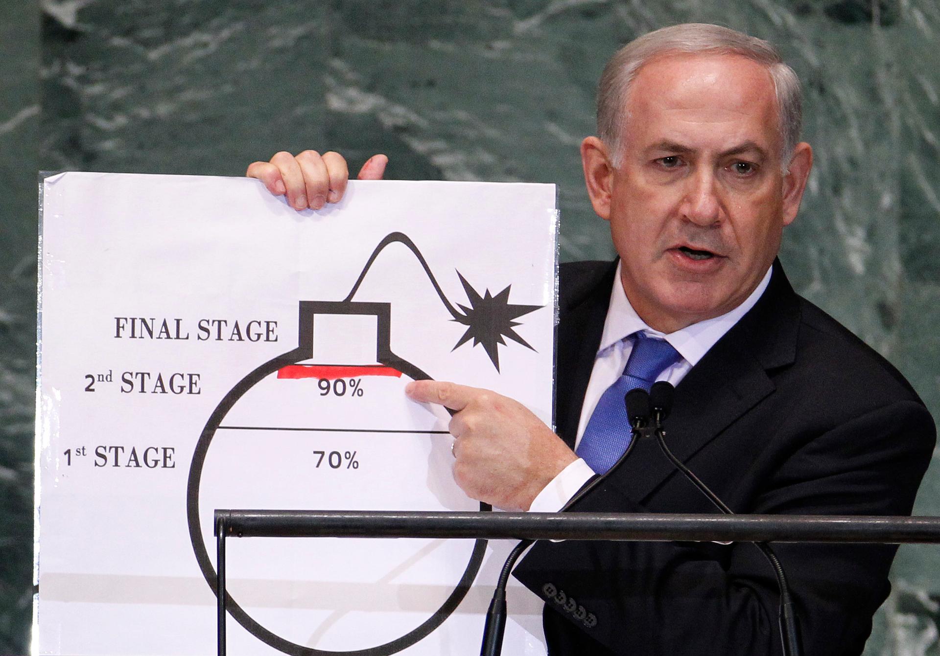 Benjamin Netanyahu at the UN in September 2012.