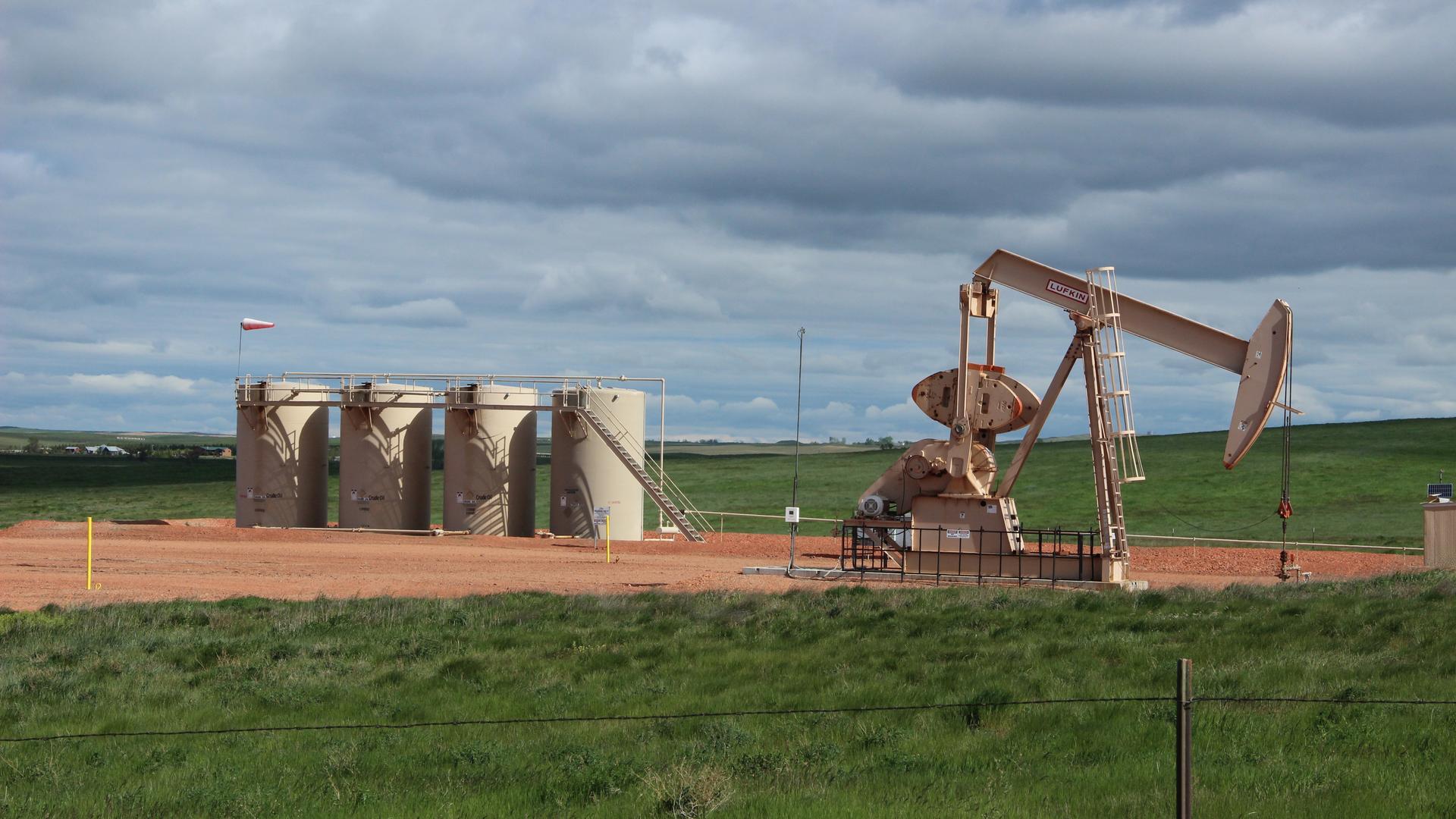 Oil wells dot the rural, agricultural landscape surrounding Williston, North Dakota. The Bakken formation has become one of the largest sources of new oil production in the US.  