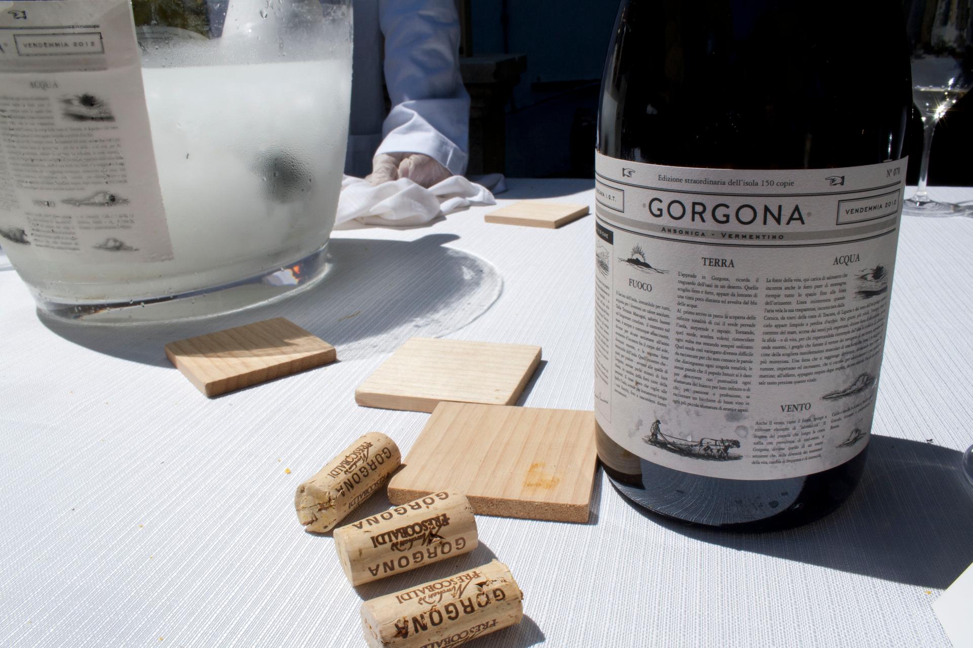 A bottle of the new Gorgona wine