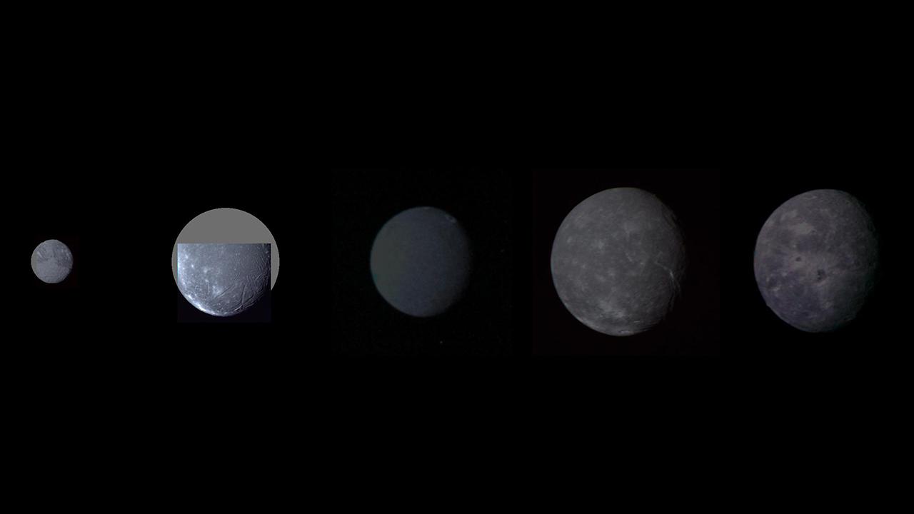 Five moons of Uranus