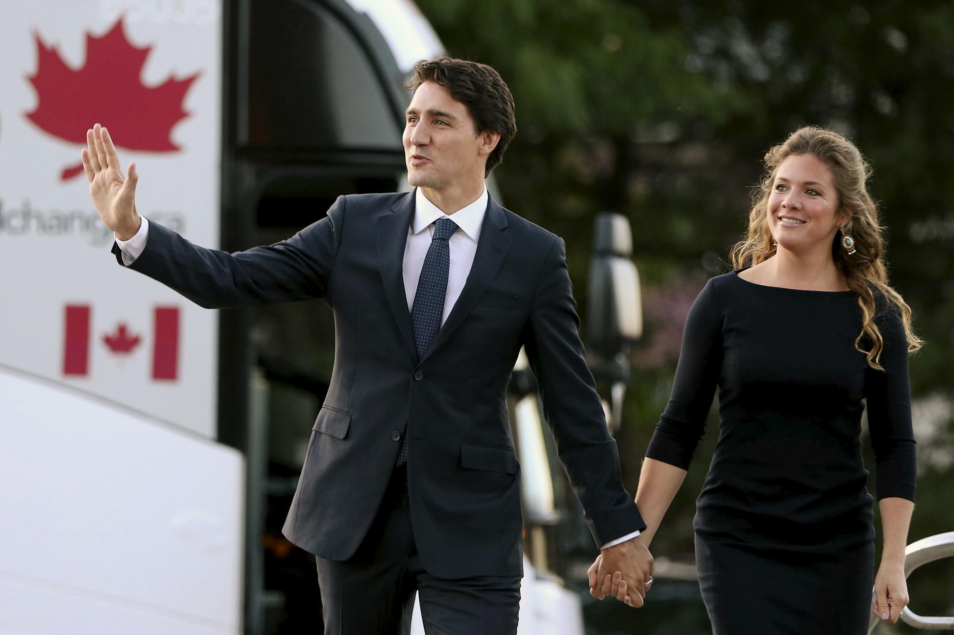 Canadian Prime Minister Justin Trudeau and his wife Sophie Gregoire in Montreal, Quebec, September 24, 2015.