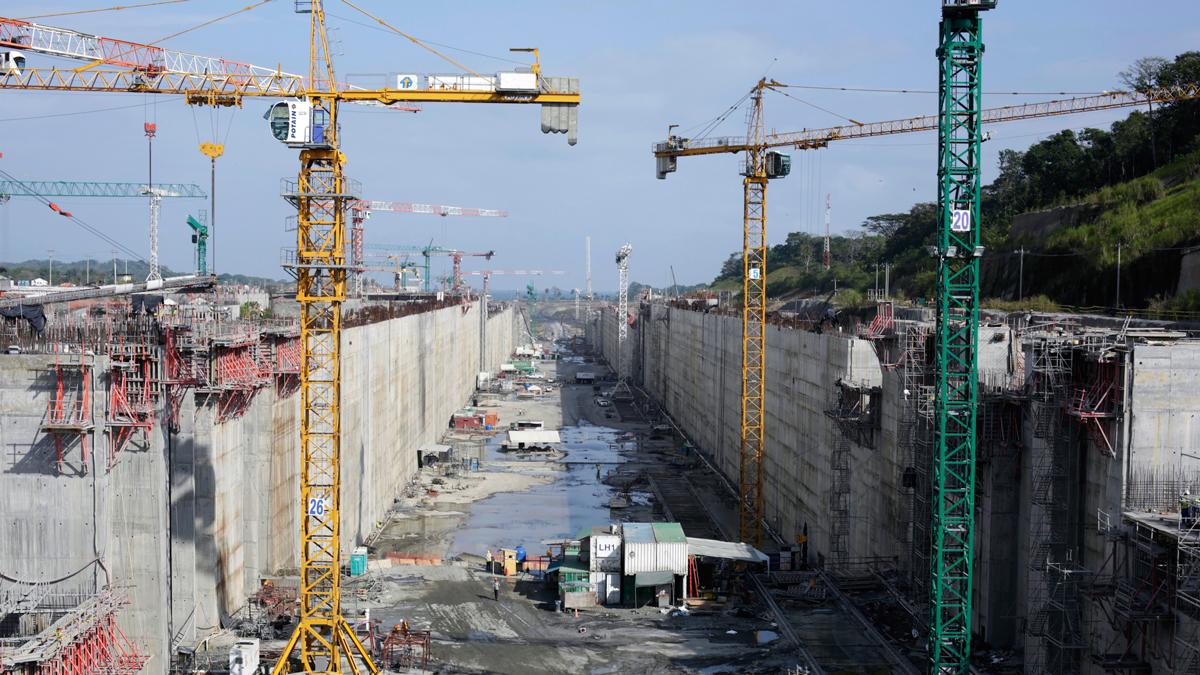 A view of the construction site of the Panama Canal Expansion project in January 2014.
