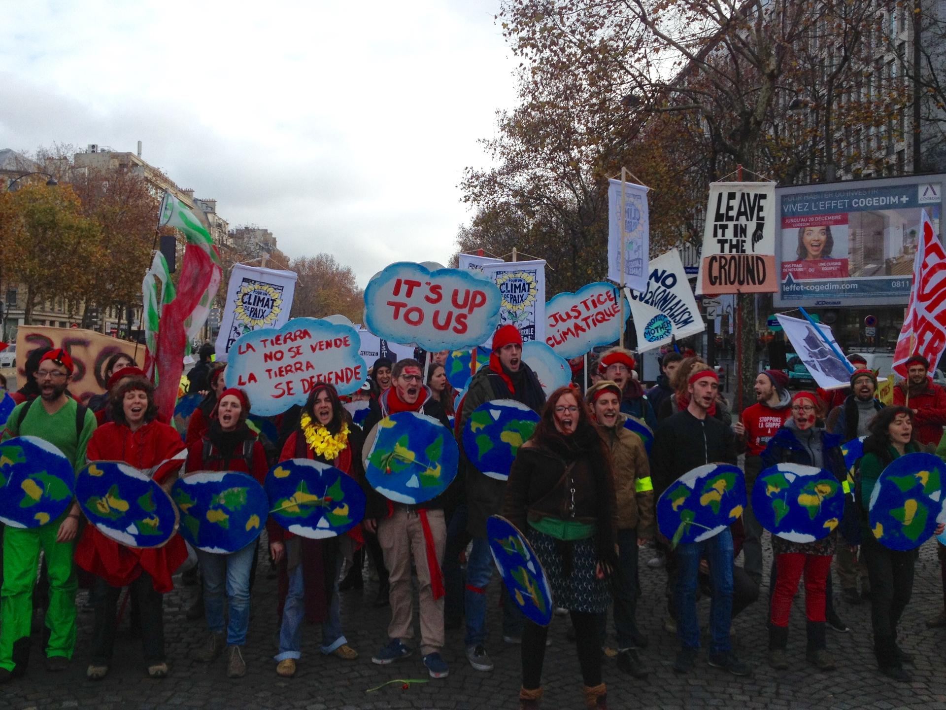 Climate activists demonstrating in Paris 