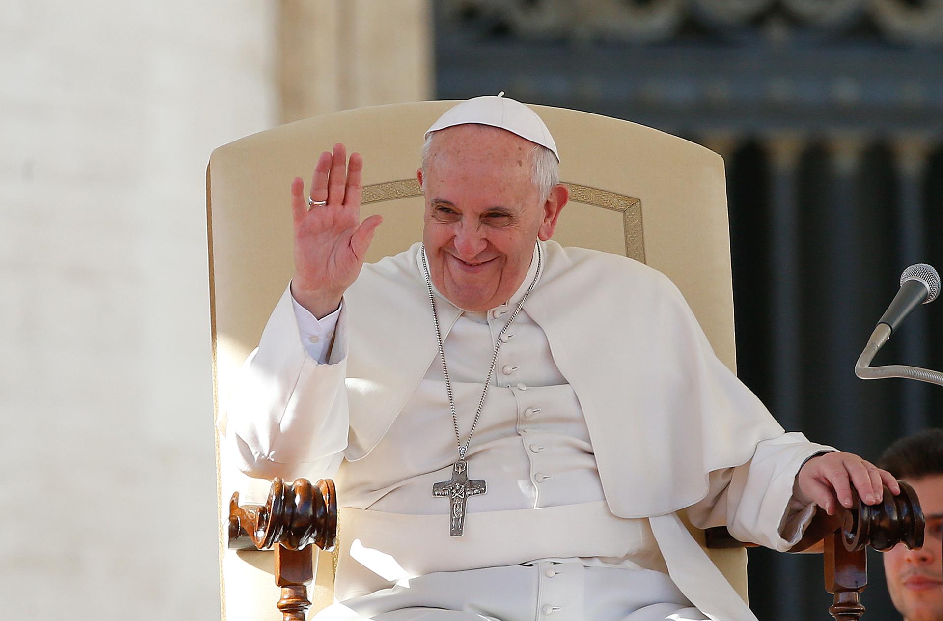 Pope smiling in Feb 2014