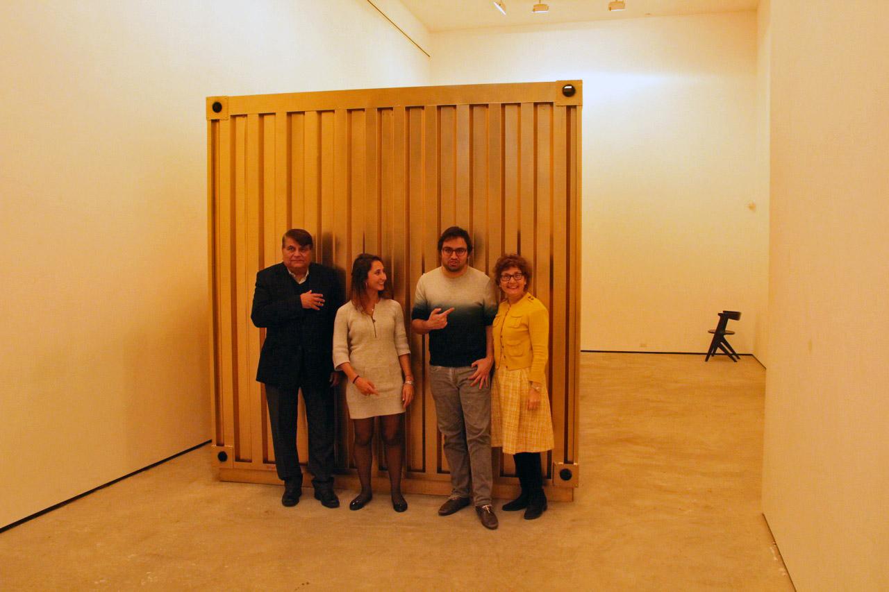 Amar Bakshi (second from right), the lead artist on the Portal Between Tehran and NYC; and Michelle Moghtader (second from left), the project's development director. Bakshi says his mother and uncle, also seen here, helped out a lot too.