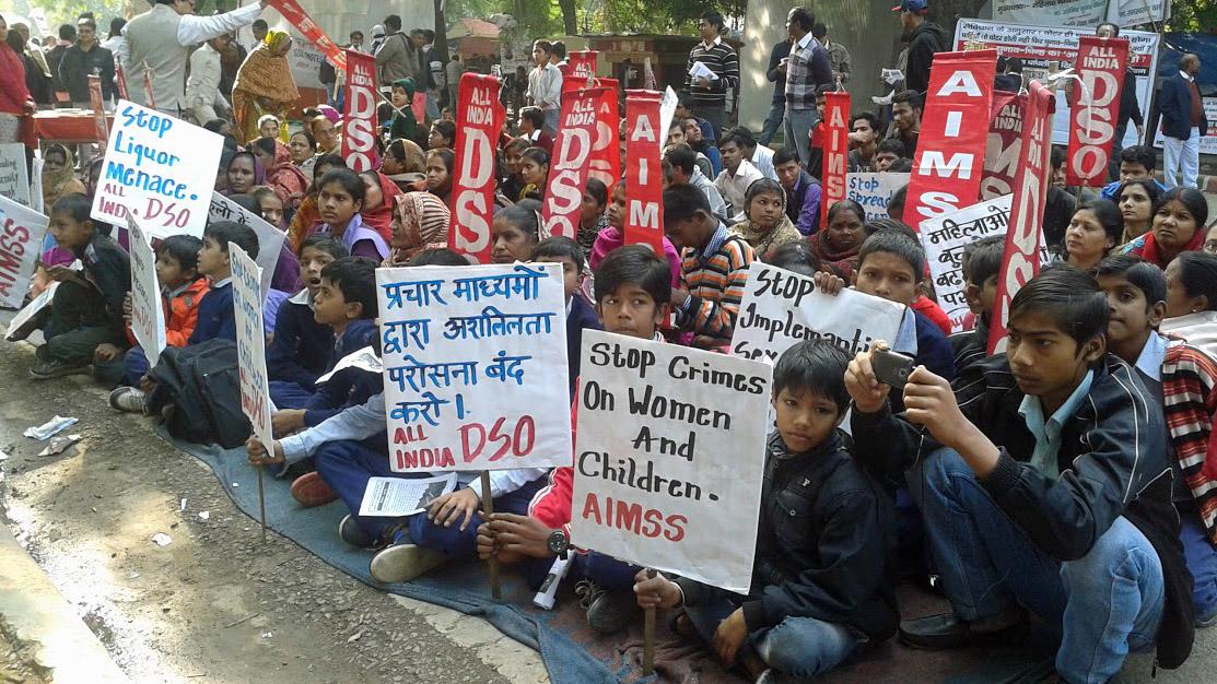 Many students attended a demonstration demanding laws that make India safer for women and children.