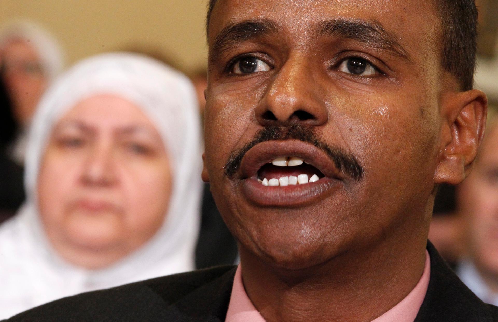 Abdirizak Bihi, who directs the Somali Education and Social Advocacy Center in Minnesota, testifies at a congressional hearing on radicalization in Washington. Bihi's nephew left Minnesota to fight with al-Shabab in 2008.