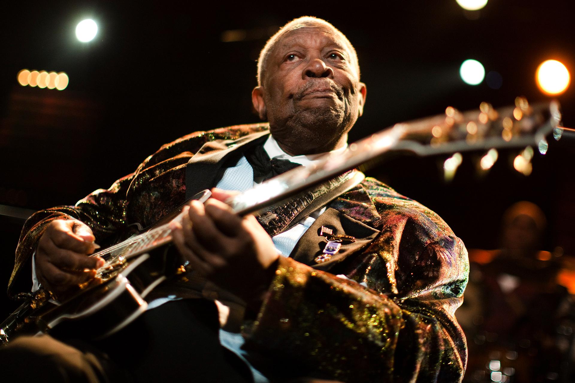 Blues legend B.B. King performs onstage during the 45th Montreux Jazz Festival in Montreux, Switzerland, on July 2, 2011. King died on May 15, 2015, at age 89.