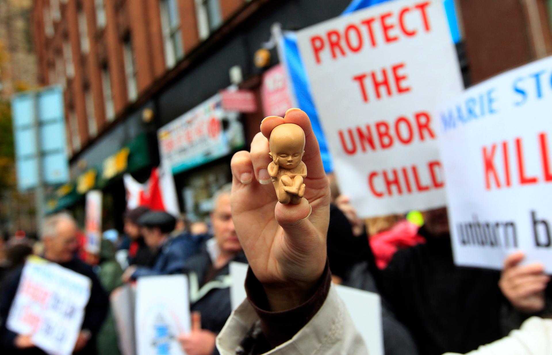 Pro-life protestors demonstrate in Belfast 2012. Even after today’s ruling abortion remains illegal in Northern Ireland in most circumstances. 