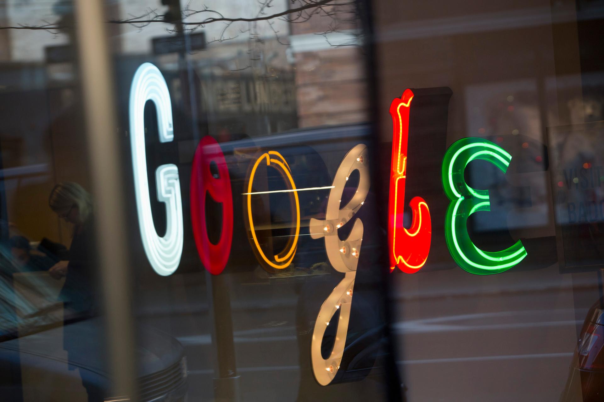 The Google signage is seen at the company's offices in New York January 8, 2013. Google is among several tech giants participating in Wednesday's Day of Action. 