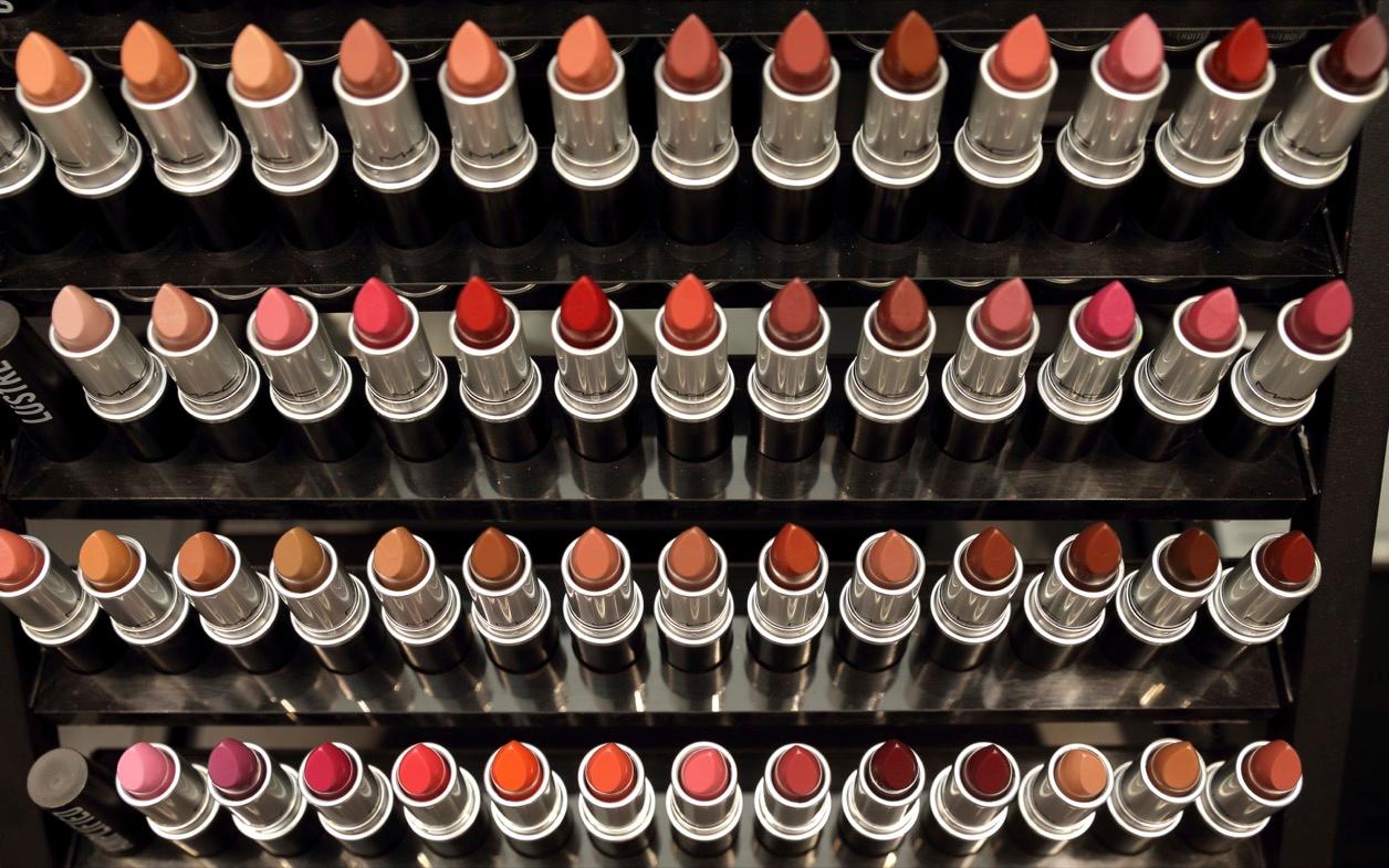 Lipstick on display at MAC in Paris.