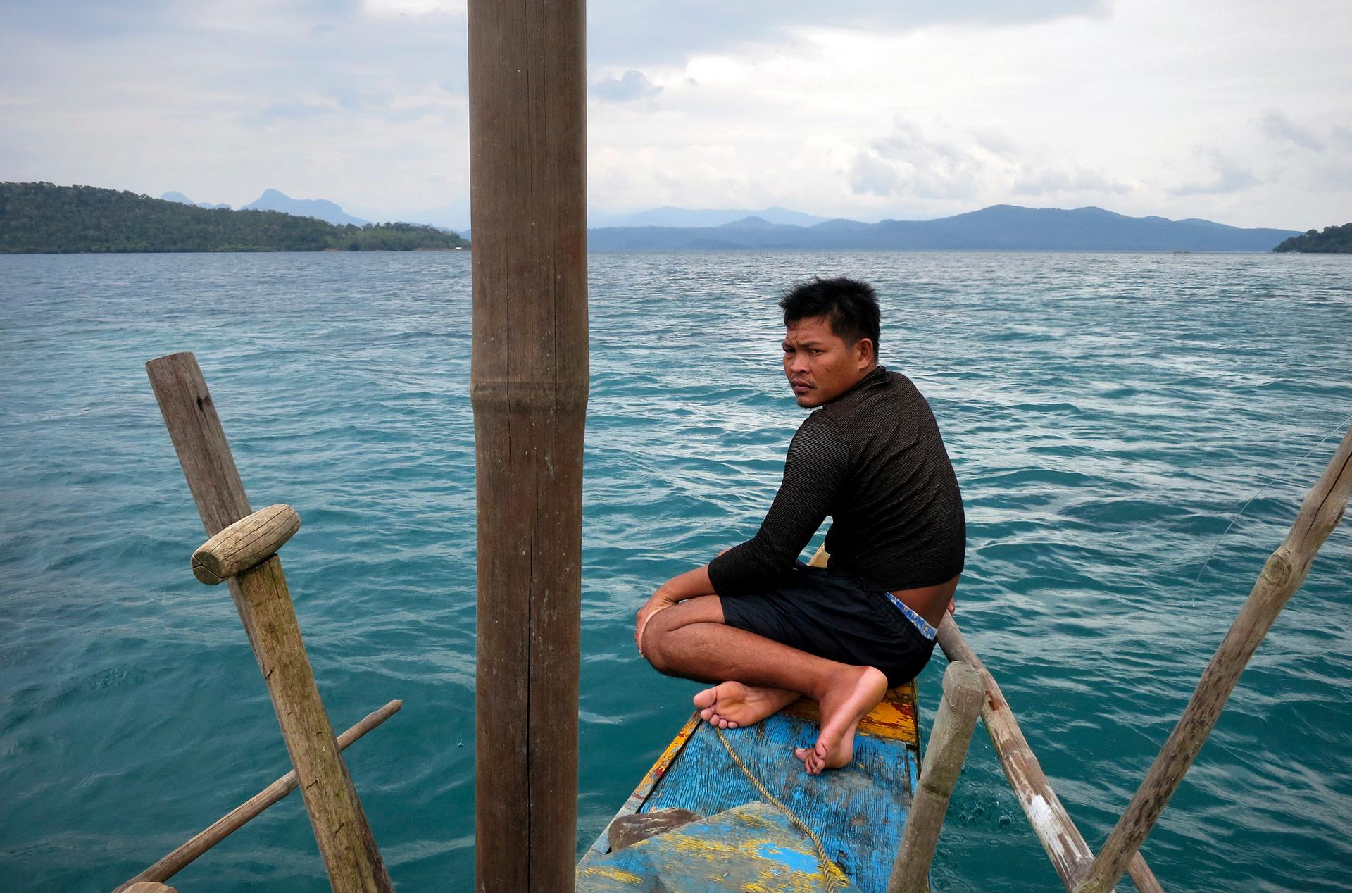 A fisherman at the mouth of Oyster Bay on Palawan Island in the western Philippines, an area overlooking the disputed South China Sea that could be transformed into a "mini-Subic" port for its naval frigates and eventually, for American warships too.