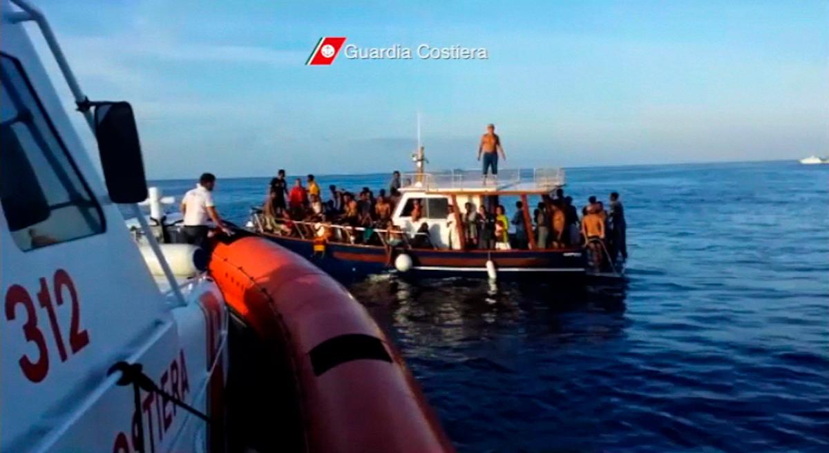 Migrants rescued by Italian Coast Guard