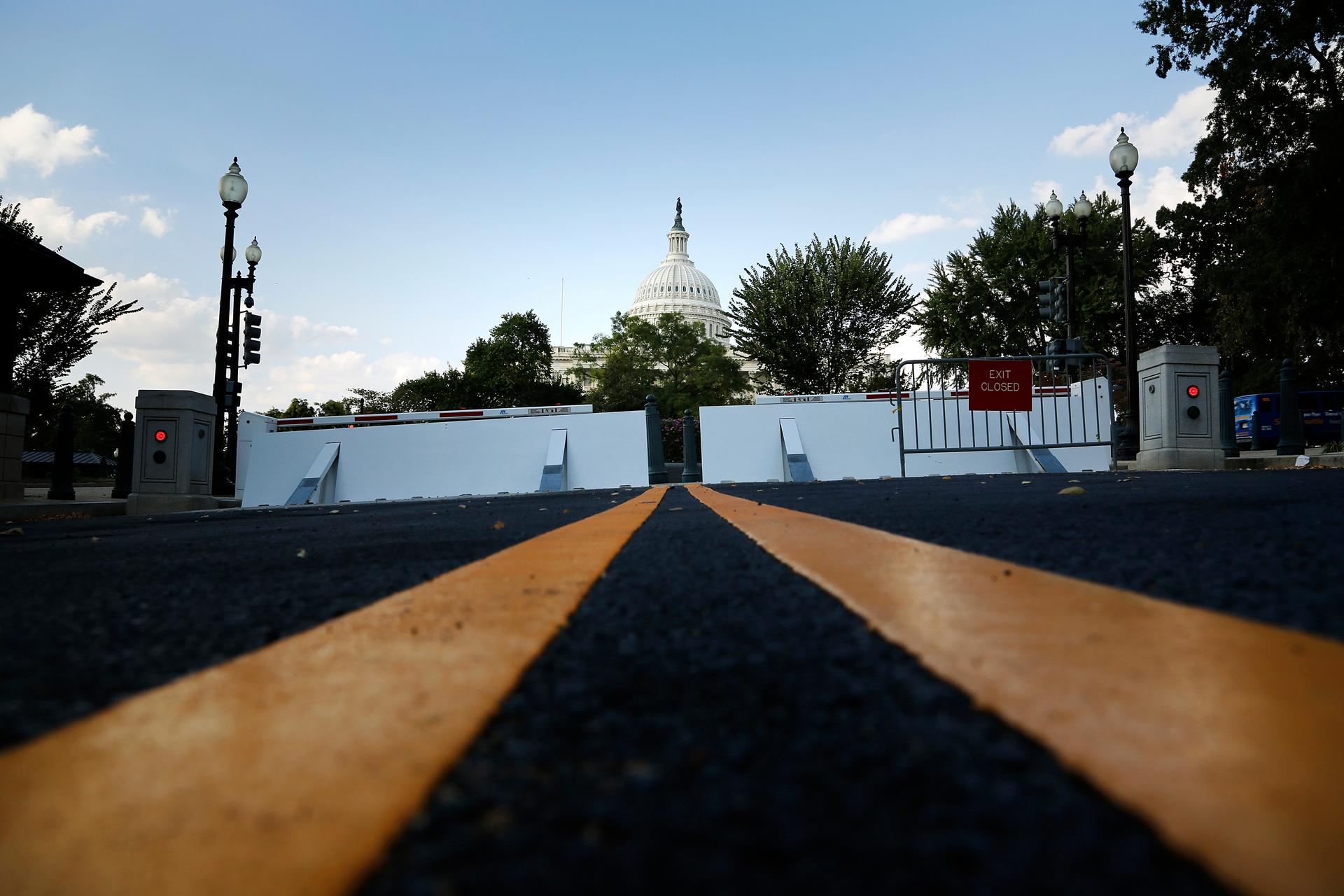 A road leads to the U.S. Capitol in Washington
