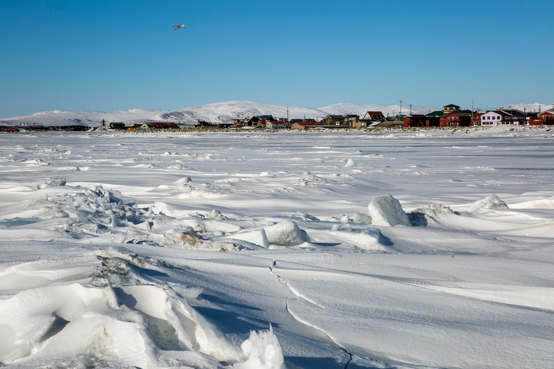Frozen ice Bering Sea