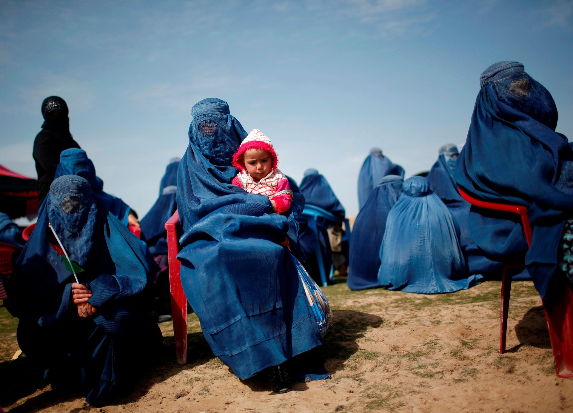 Women turned out for an election campaign event in Kunduz province, northern Afghanistan last year. 
