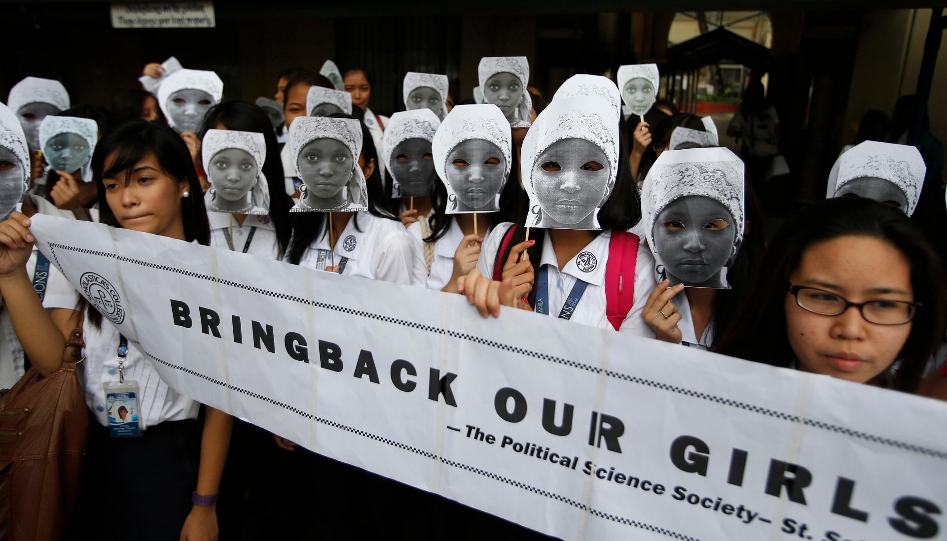The #bringbackourgirls campaign continues to resonate globally.  Students from an all-girls Catholic school in Manila wore masks last month in solidarity with the kidnapped African school girls.