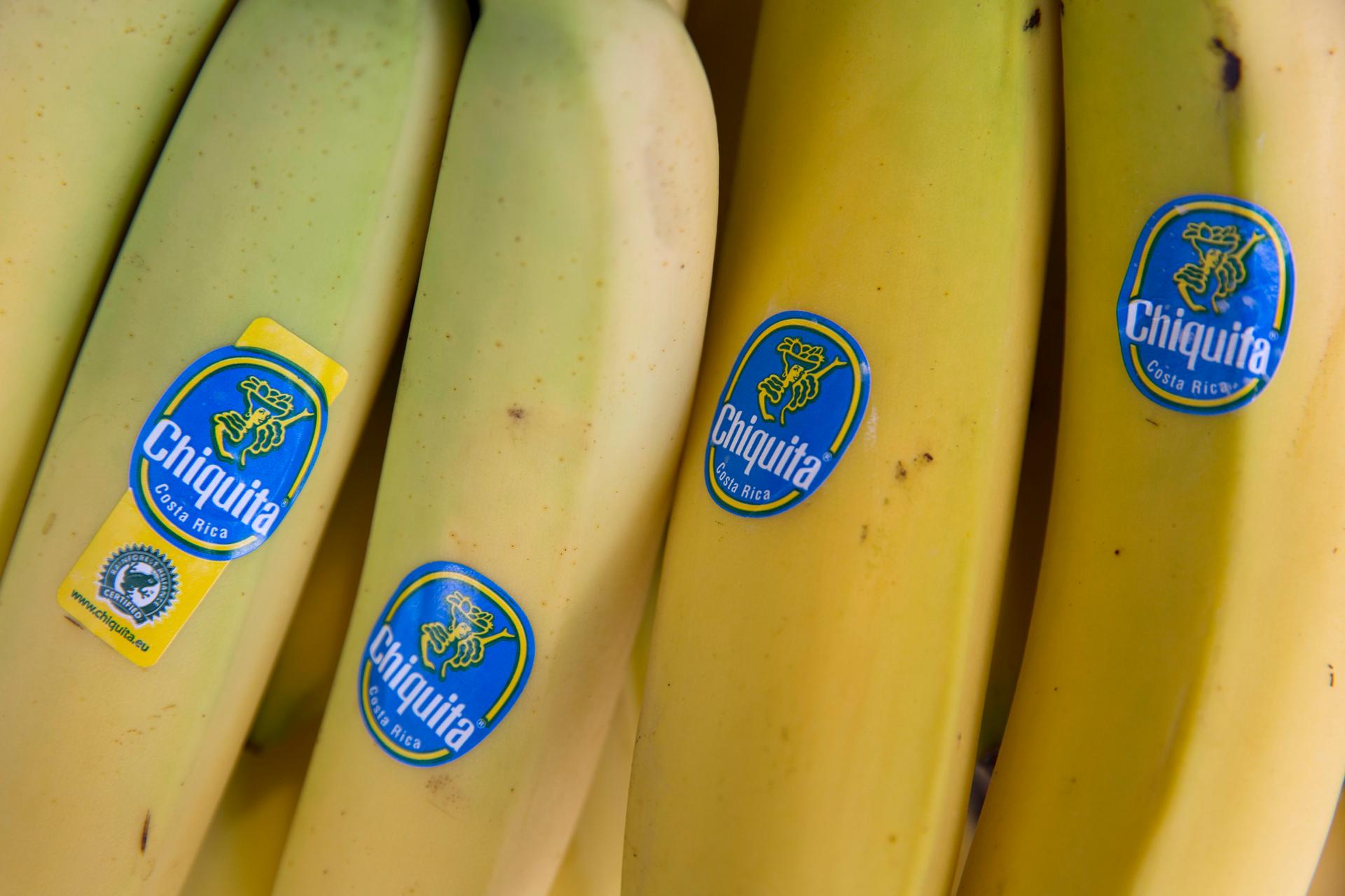 Chiquita bananas are displayed for sale in a London store. Shares in Irish banana company Fyffes slumped on Monday after Cutrale Group and Brazilian investment firm Safra Group offered to buy Chiquita Brands, threatening Fyffes' earlier deal with Chiquita