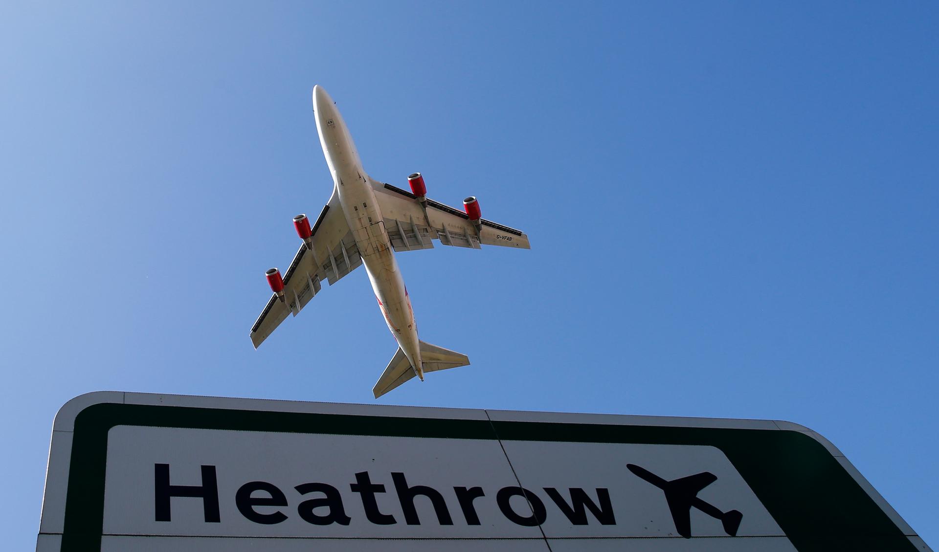 An aircraft takes off from Heathrow Airport in west London.