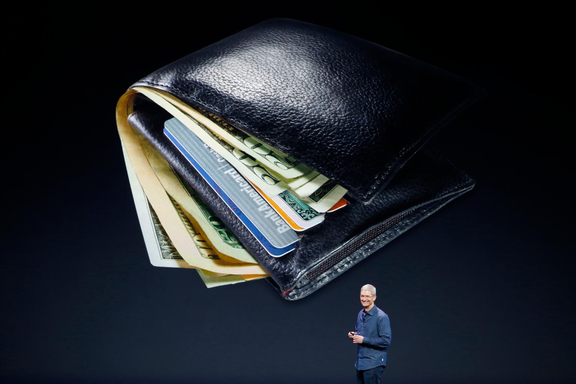 Apple CEO Tim Cook speaks about Apple Pay during an Apple event at the Flint Center in Cupertino, California, on September 9, 2014.