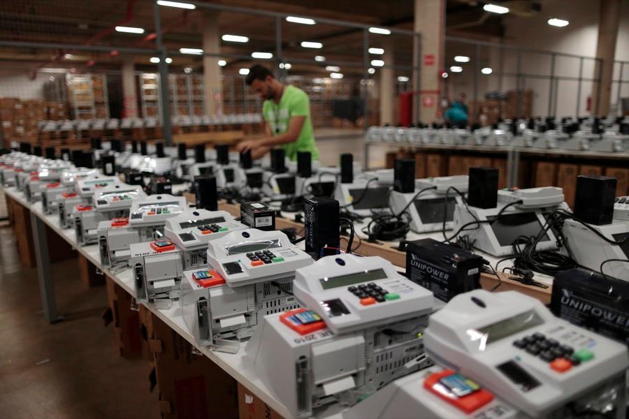 Electronic voting machines in Brasilia, Brazil — where voting is mandatory — in preparation for presidential elections on Oct. 5, 2014.