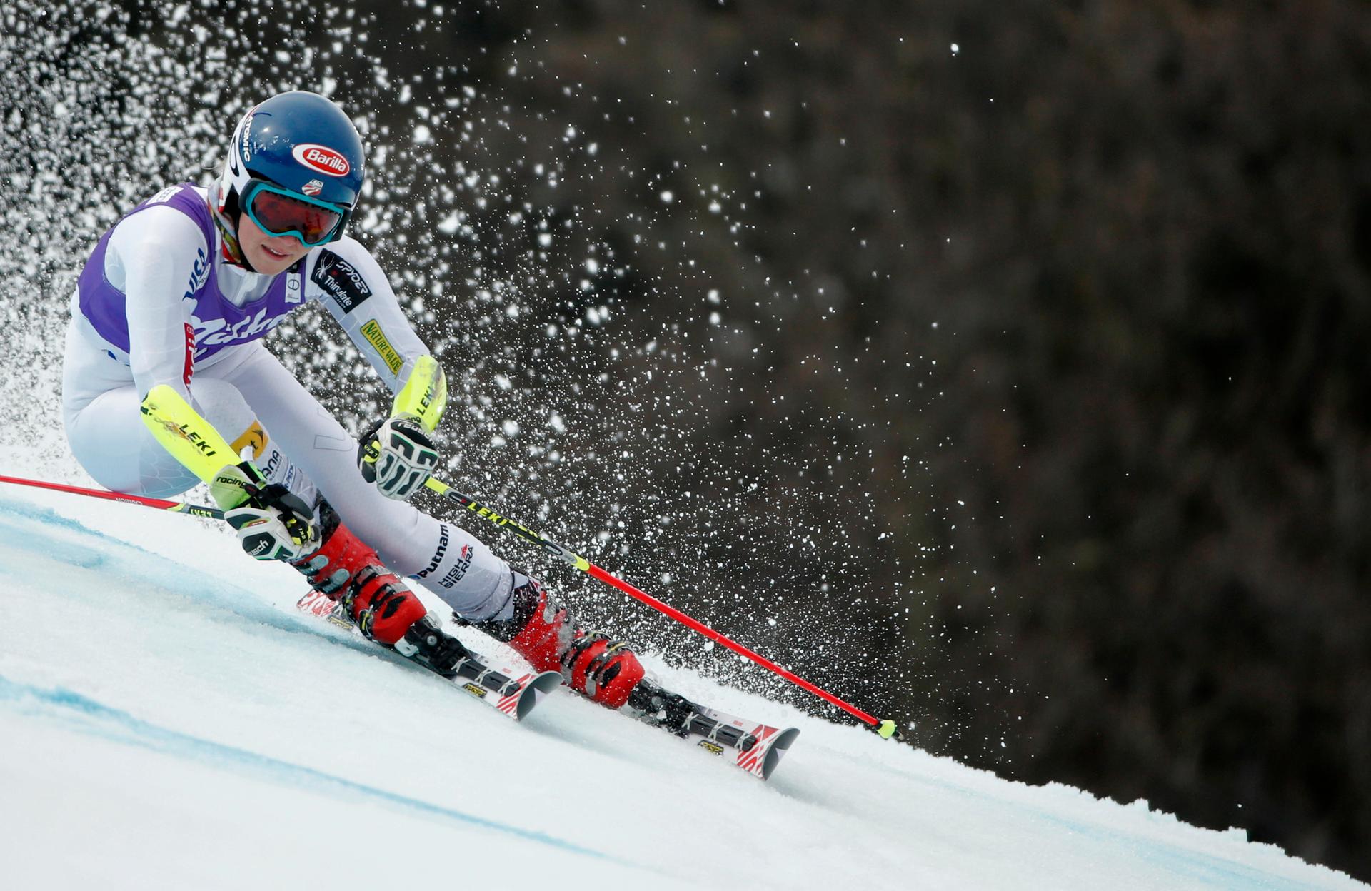 Mikaela Shiffrin of the U.S. at the Alpine Skiing World Cup Finals in Meribel, in the French Alps, March 22, 2015.
