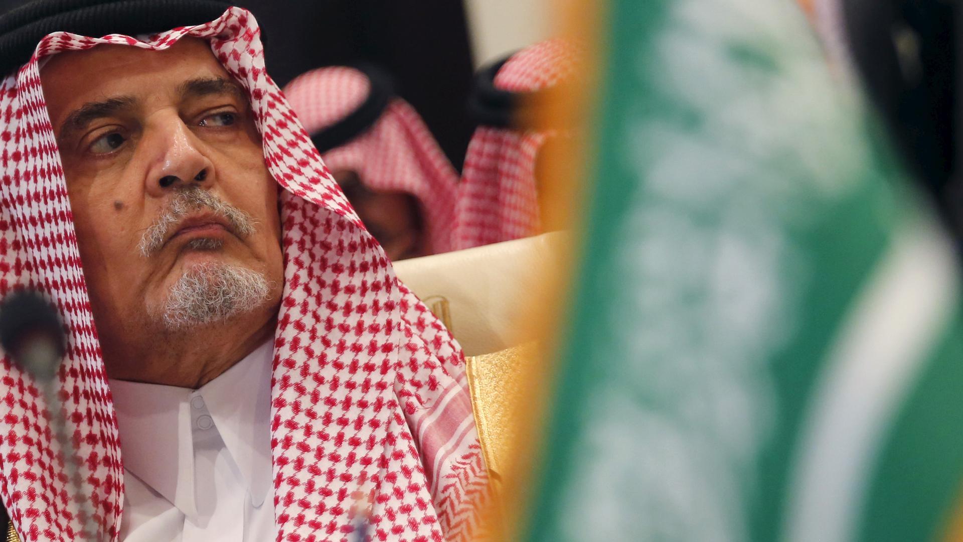 Saudi Arabia's foreign minister, Prince Saud al-Faisal, attends a meeting of Arab League foreign ministers in Sharm el-Sheikh, Egypt, on March 26, 2015.
